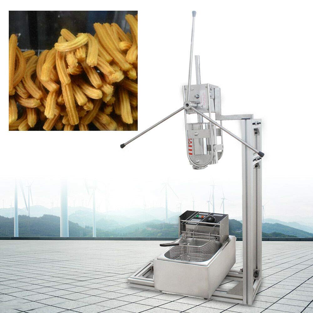 5-Nozzle Manual Churro Filler with 3L Capacity | Stainless Steel Spanish Donut Maker & 6L Electric Deep Fryer Combo | Perfect for Commercial Kitchens & Home Baking | Ideal for Parties, Cafés & Dessert Shops