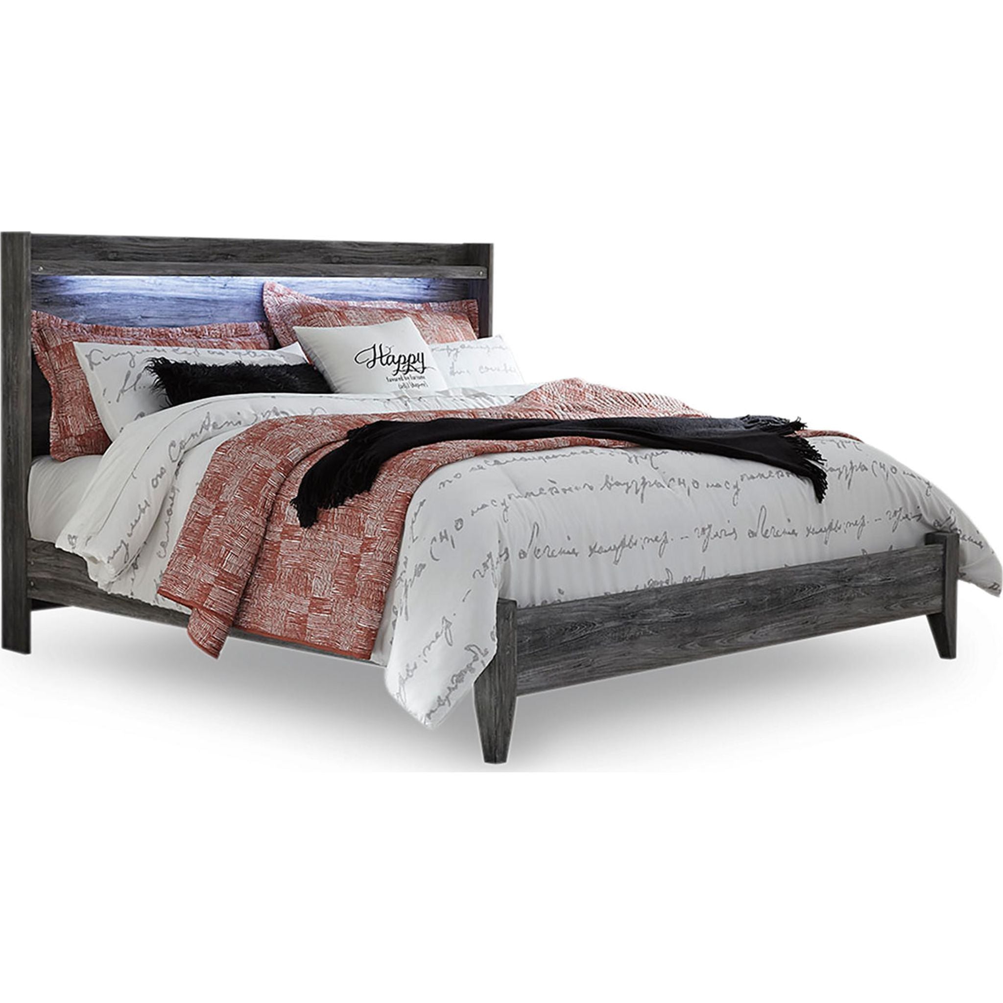 Baystorm King Panel Bed Frame - Modern Grey Upholstered Platform Bed with Wooden Slats | Perfect for Master Bedroom, Guest Room, or Apartment