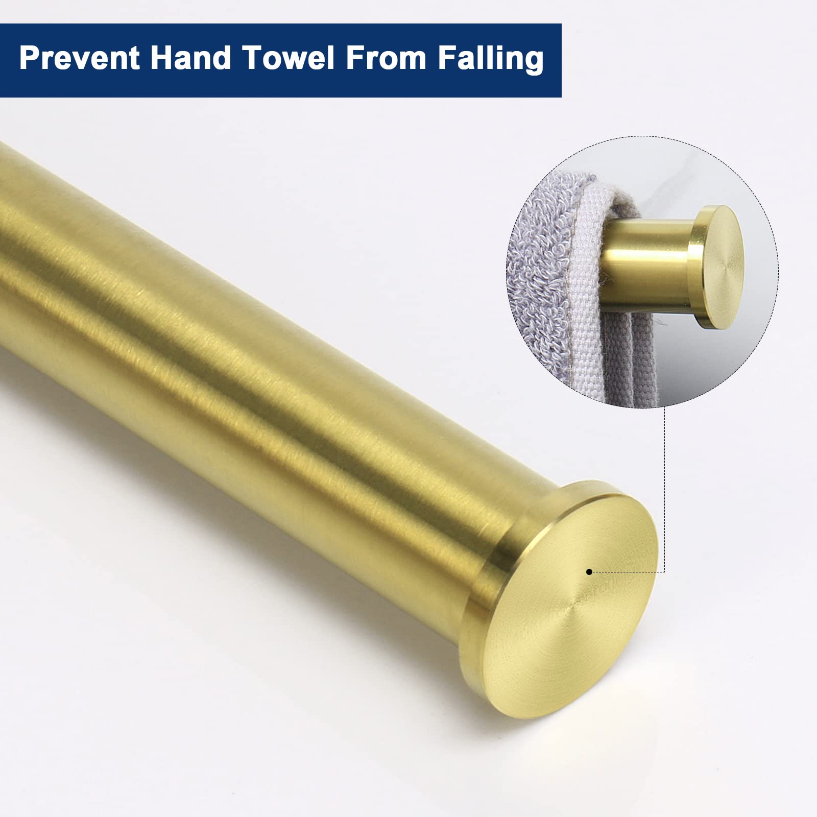 NearMoon 9 Inch Stainless Steel Hand Towel Holder - Brushed Gold Wall Mounted Towel Ring for Bathroom - Rustproof Thickened Contemporary Bath Accessories (1 Pack) - Perfect for Kitchen, Guest Bath, and Spa Decor