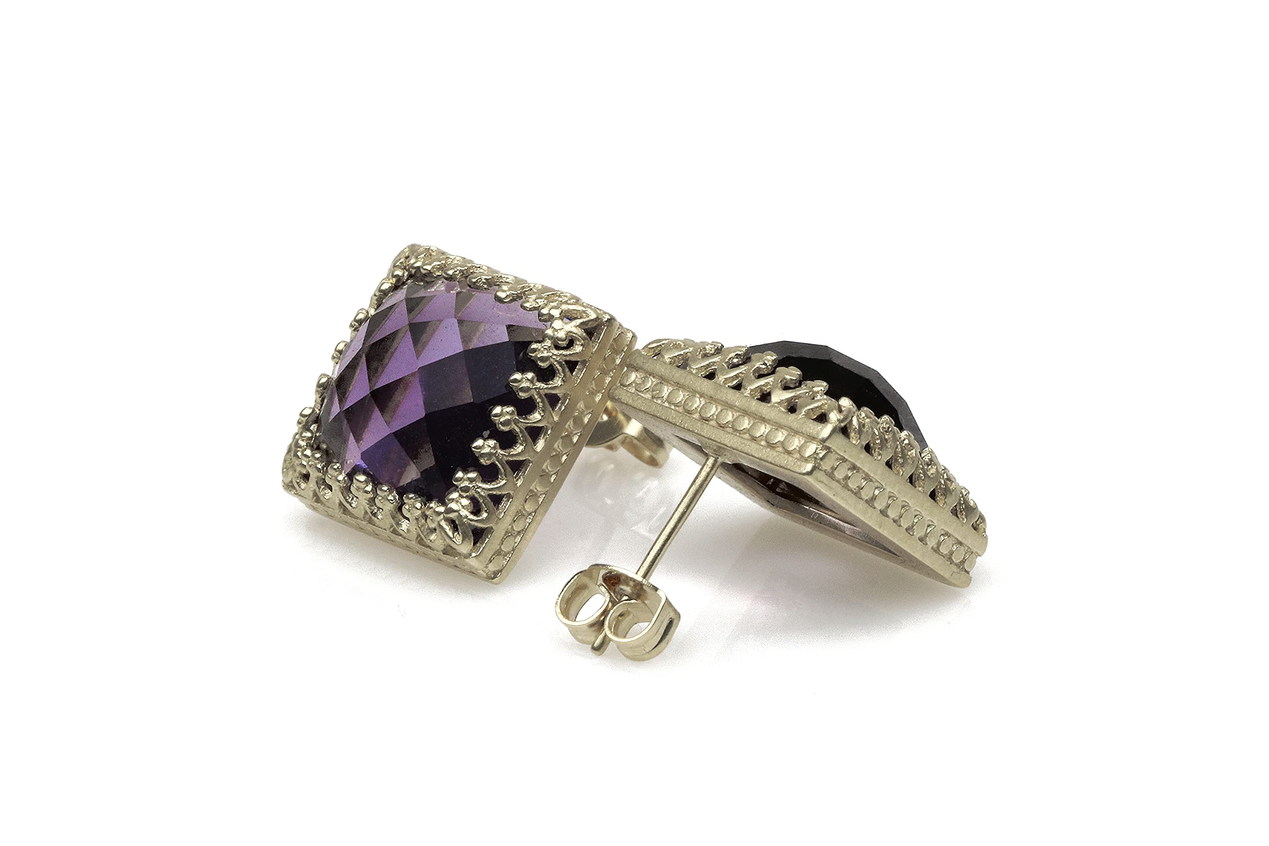 925 Sterling Silver Amethyst Stud Earrings for Women - Elegant Anemone Jewelry for Birthday, Anniversary & Bridal Shower Gifts - Perfect for Everyday Wear, Date Nights & Special Occasions - Comes with Gift Box