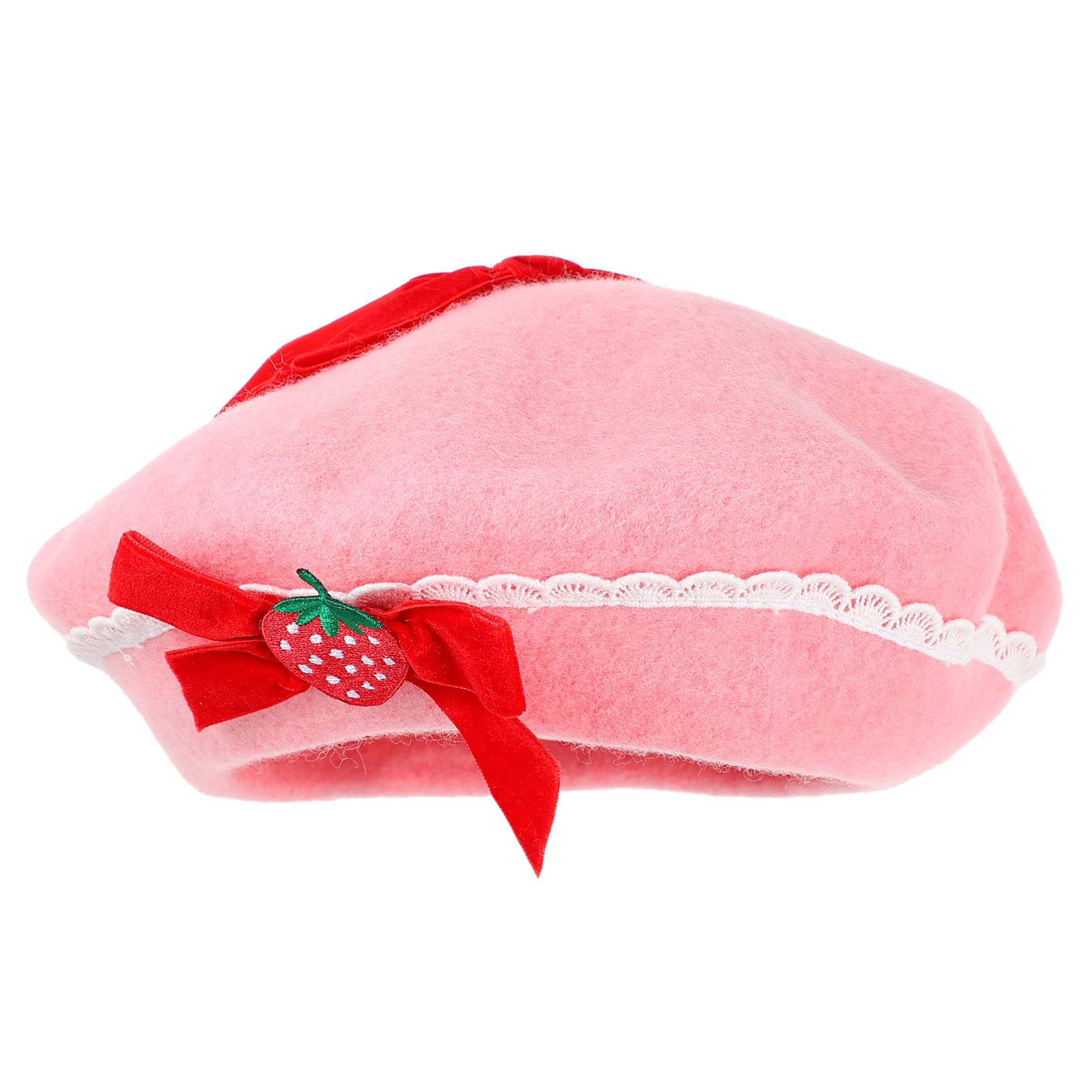 VALICLUD Women's Wool Strawberry Beret Hat - Warm French Style Winter Fashion Beanie for Women | Cozy Winter Accessory for Cold Weather, Outdoor Activities & Fashion Outfits
