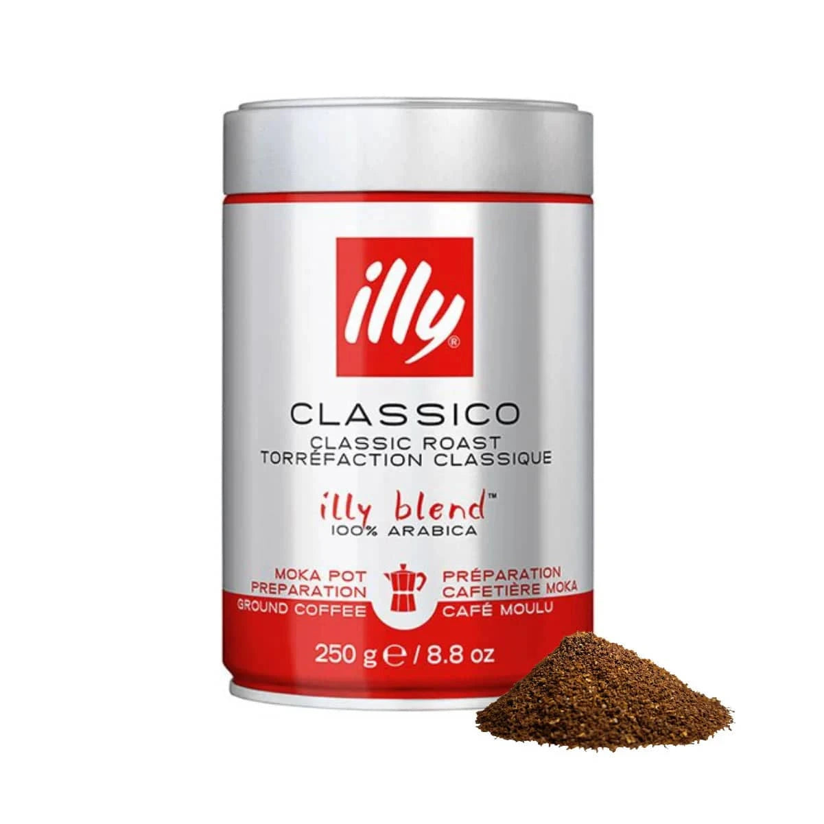 illy Ground Moka Coffee - Medium Roast (250g) | Premium Italian Coffee for Espresso & Moka Pot | Perfect for Home Brewing & Gifts