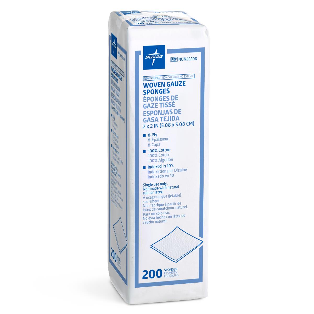 Non-Sterile Gauze Sponges 2x2 Inch 8-Ply (200 Pack) | Wound Dressing, First Aid, Medical Supplies for Home, Clinic & Emergency Kits