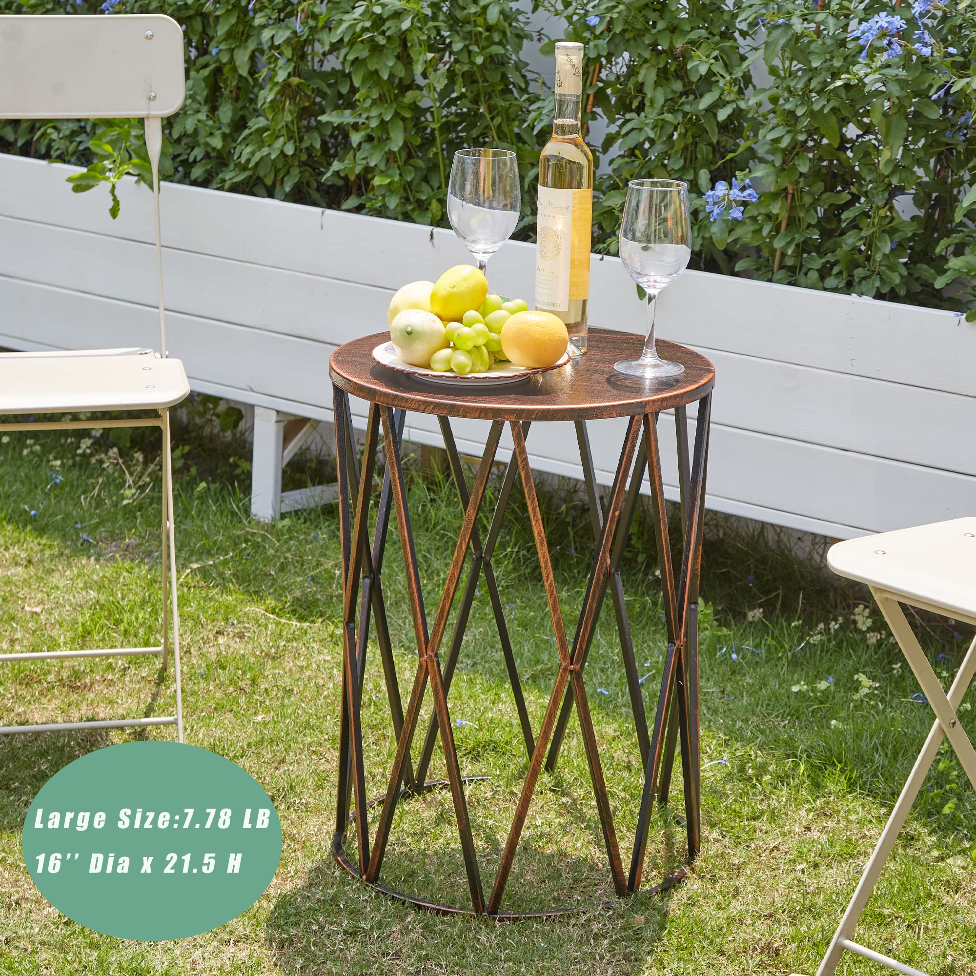 Y&M 3-Piece Nesting Side Table Set - Modern Industrial Stacking Coffee Tables for Living Room, End Tables & Outdoor Garden Stool - Heavy Duty Black with Bronze Finish (Perfect for Small Spaces, Patio Decor & Apartment Living) - Ships from USA