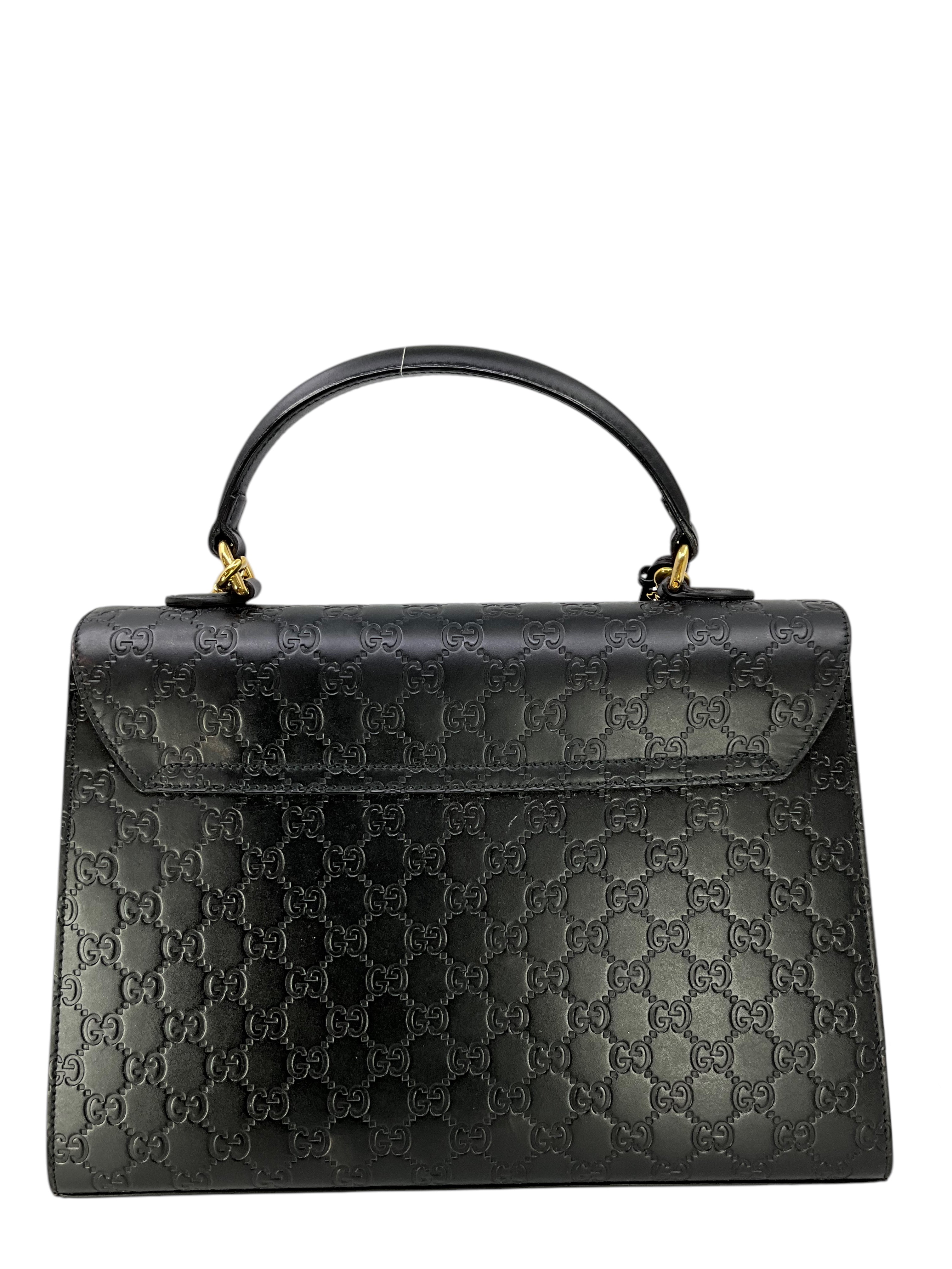 GUCCI Monogram Guccissima Calfskin Medium Padlock Top Handle Bag - Luxury Leather Shoulder Bag for Women, Perfect for Work, Travel & Evening Events