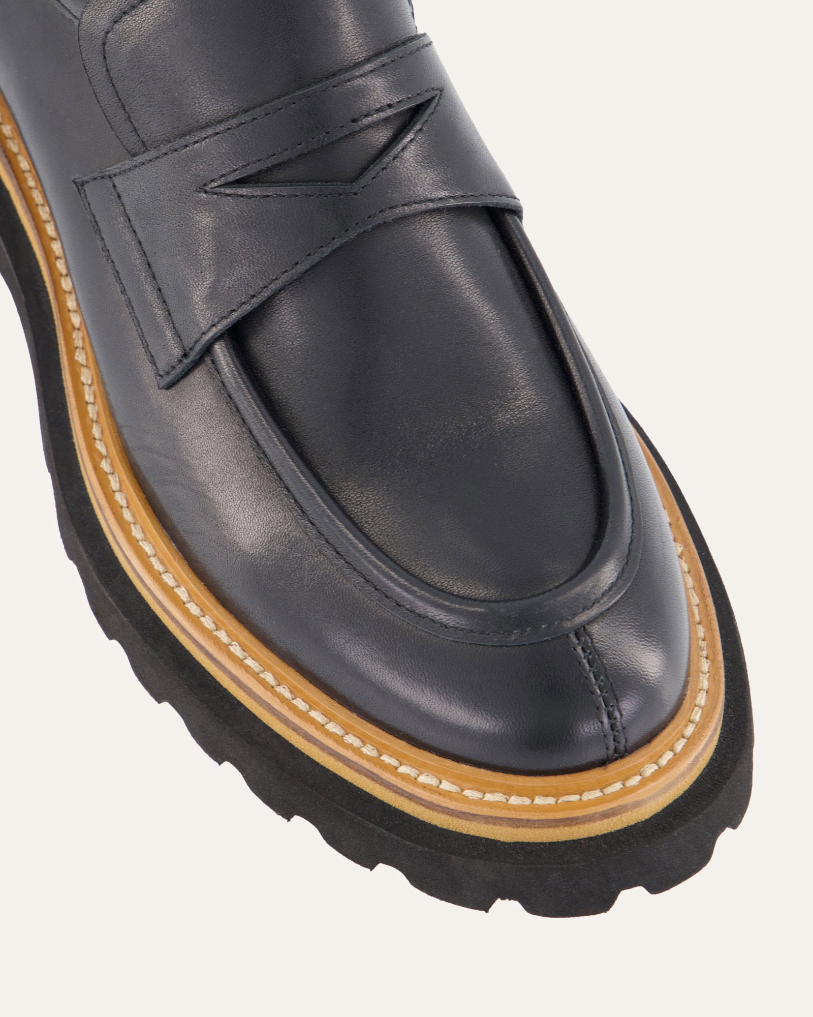 Black Leather OBI Loafers for Men - Comfortable Slip-On Dress Shoes for Business, Casual & Office Wear
