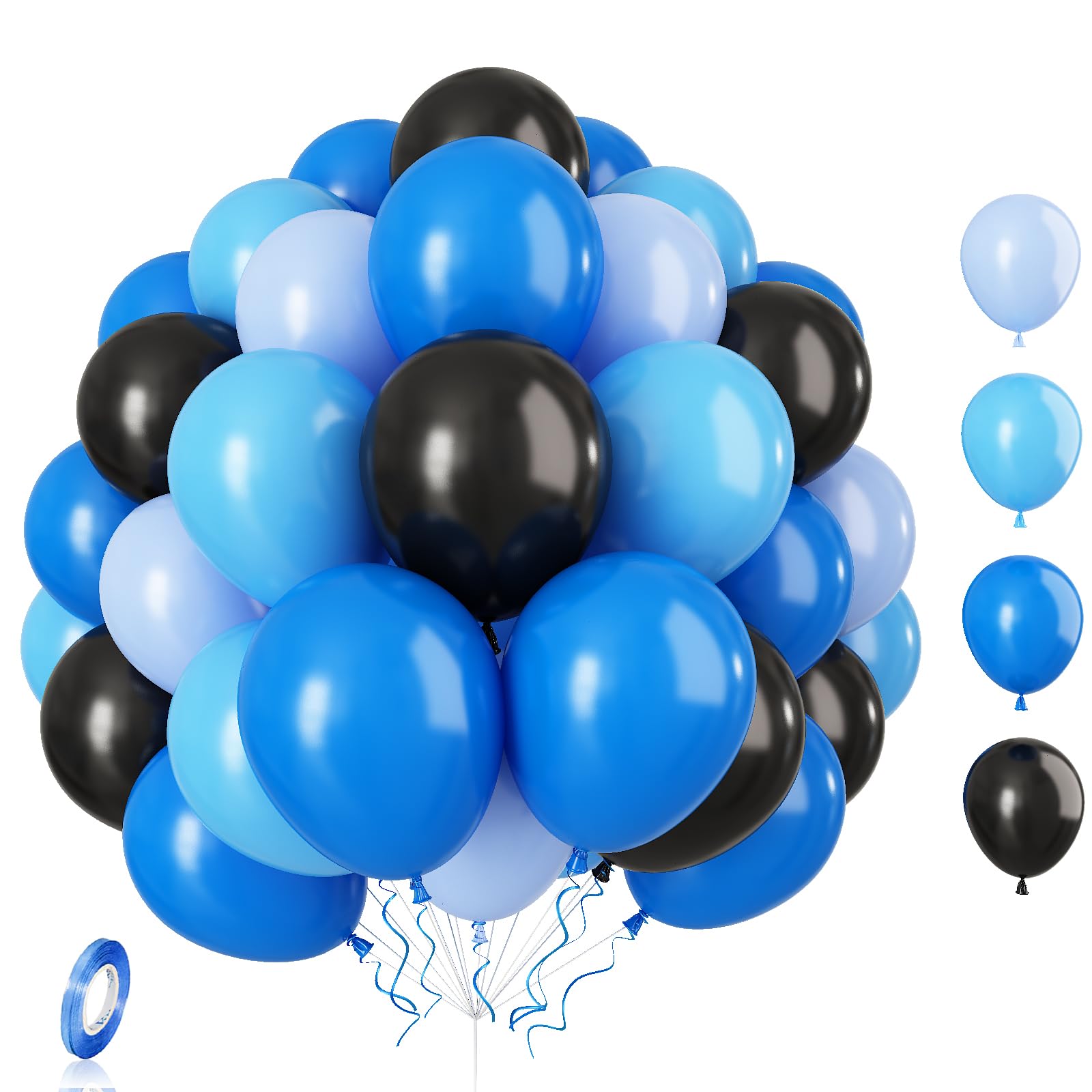 60 Pcs Blue and Black Balloons Set - 12 Inch Gamer Balloons, Light Blue & Dark Blue Balloons for Video Game Party Decorations, Kids Birthday Party Supplies - Perfect for Gaming Themed Events, Baby Showers & Boys Birthday Decor