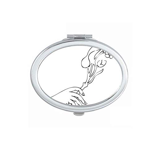DIYthinker Portable Folding Double-Sided Mirror with Floral Line Drawing - Compact Travel Makeup Mirror for Handbag, Vanity, and On-the-Go Touch Ups