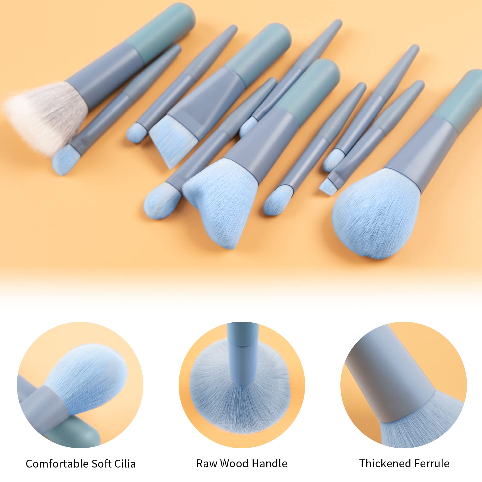 11Pcs Travel Makeup Brushes Set - Mini Portable Cosmetic Brush Kit with Travel Case for Blending, Foundation, Powder, Eyeshadow & Concealer | Perfect for On-the-Go Makeup, Vacation & Professional Use