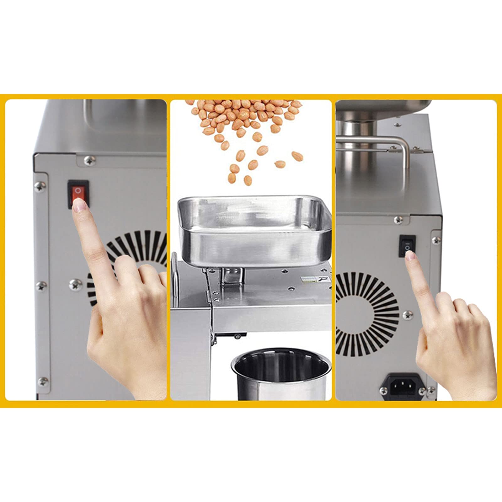 600W Stainless Steel Oil Press Machine for Home & Commercial Use - 304 Stainless Steel Oil Extractor for Olive, Peanut, Almond (110V US Plug) - Perfect for Healthy Cooking, DIY Essential Oils & Small Business Production