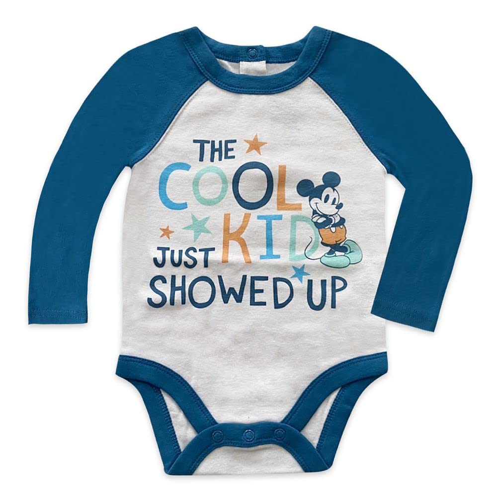Disney Mickey Mouse Raglan Baby Bodysuit - Soft Cotton Onesie for Infants & Toddlers - Perfect for Playtime, Daycare & Family Photos