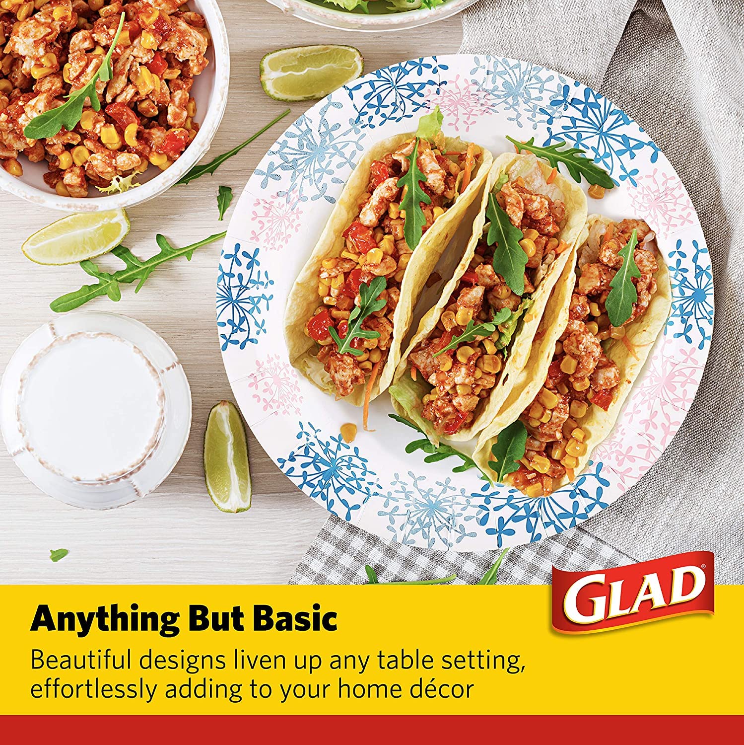 Glad Heavy Duty Disposable Paper Plates 8.5 Inch - 600 Count Bulk Pack (Pink & White) | Microwave Safe, Leak Proof & Cut Resistant | Perfect for Parties, BBQs, Picnics & Family Gatherings