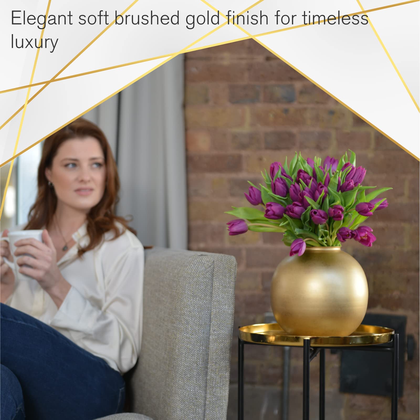 Walbrook Gold Vase - Elegant Decorative Flower Vase for Centerpieces, Wedding Table Decor & Home Décor | Perfect for Living Room, Dining Table & Special Events