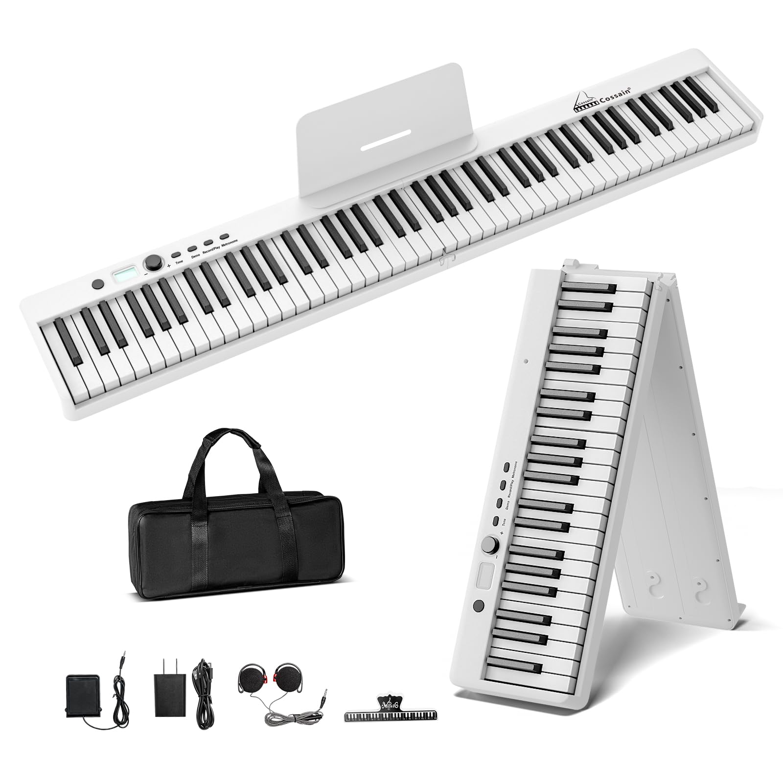 88-Key Digital Piano with Lighted Keys & Bluetooth MIDI - Full Size Semi-Weighted Folding Keyboard | Portable Electric Piano for Beginners, Teens & Adults | Includes Carry Bag | Perfect for Home Practice, Studio Recording & Live Performances