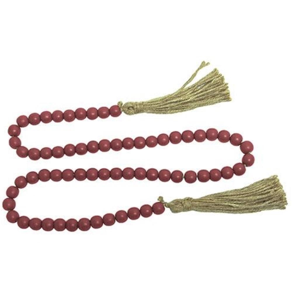 Red Beaded Garland with Tassels - 48 Inch Bohemian Party Decor for Weddings, Home, Christmas Tree & Wall Decoration