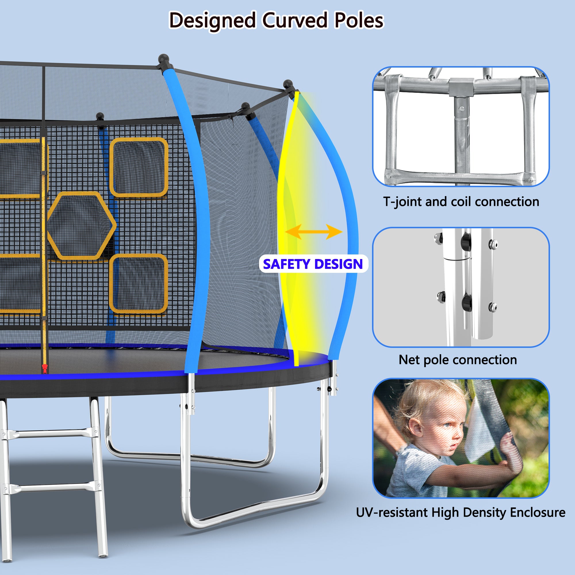 12FT Trampoline with Safety Enclosure & Ladder - ASTM Approved Outdoor Trampoline for Kids - Perfect for Backyard Fun, Exercise, and Family Recreation