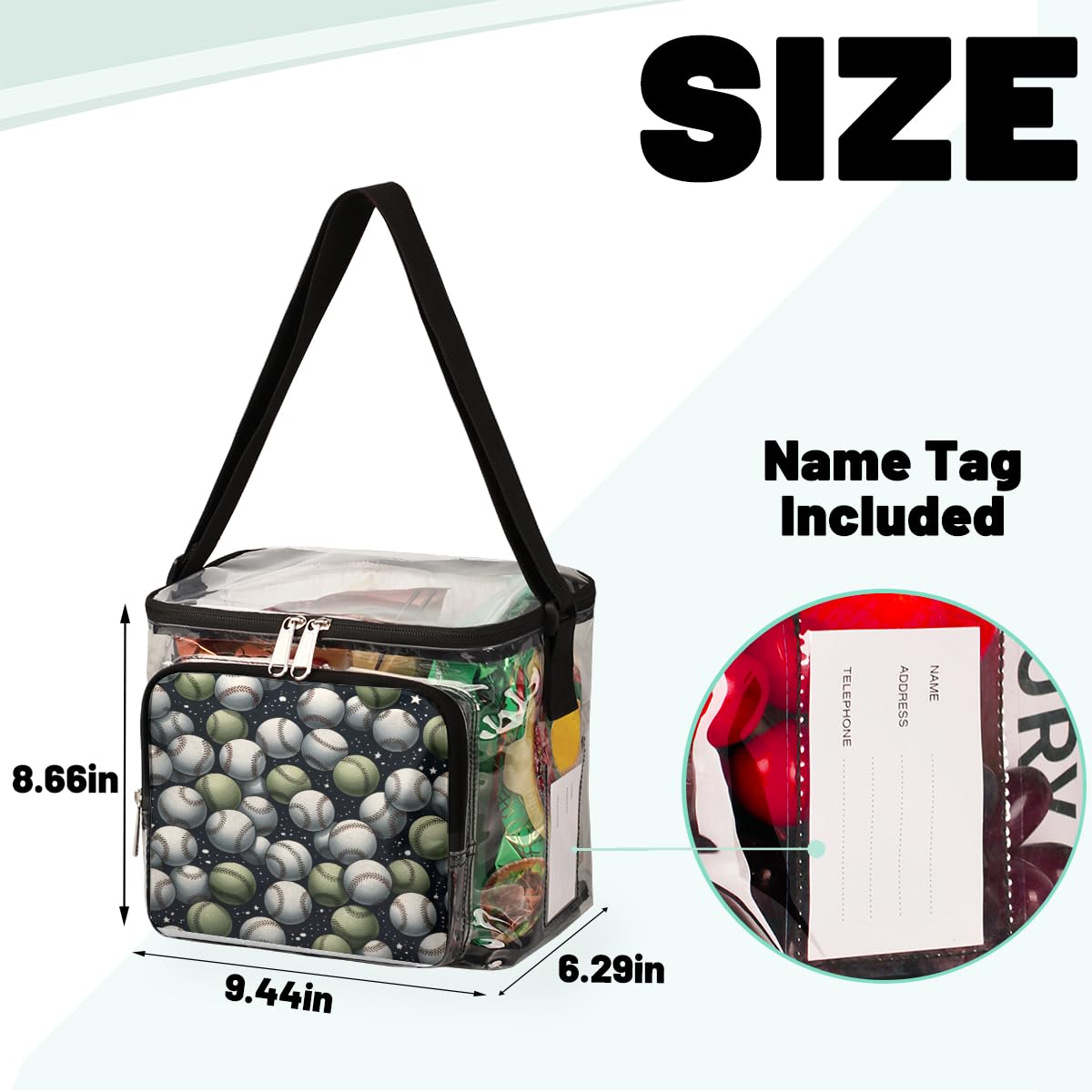GzLeyigou Clear Baseball Bag - MLB Approved Transparent Tote with Adjustable Shoulder Strap & Handles for Stadium Security | Perfect for Sports Games, Concerts, Travel, Picnics & Outdoor Events