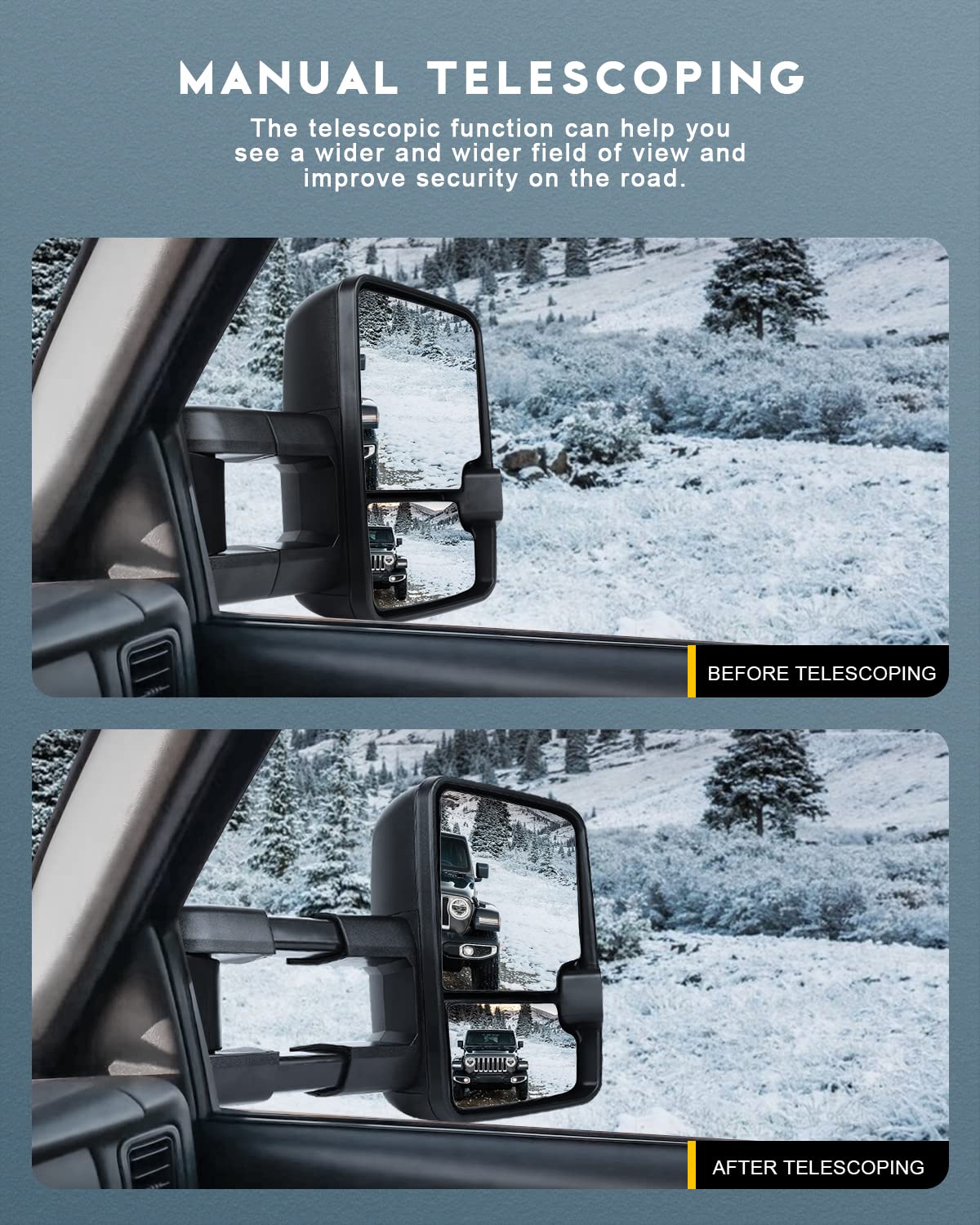 OCPTY Power Heated Towing Mirrors with LED Turn Signal & Running Lights - Compatible with 1999-2002 Chevy Silverado & GMC Sierra Pickups - Chrome Housing - Perfect for Towing, Off-Roading & Night Driving