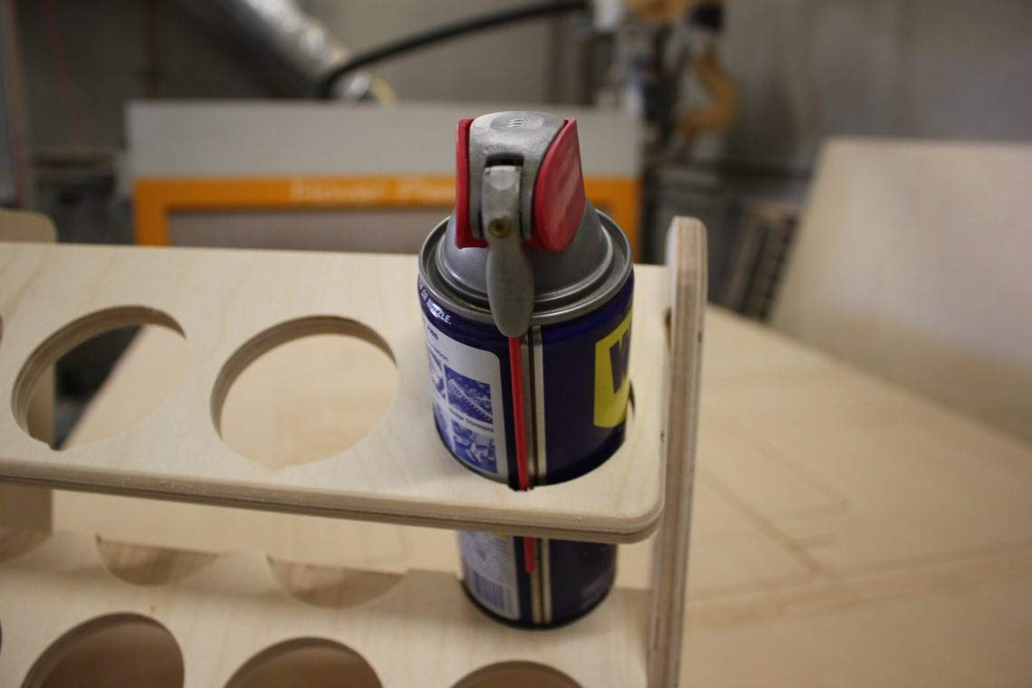 12-Slot Wooden Spray Can Organizer Rack - Plywood Storage Shelf for Lubricants & Aerosols | Perfect for Garage, Workshop & DIY Projects