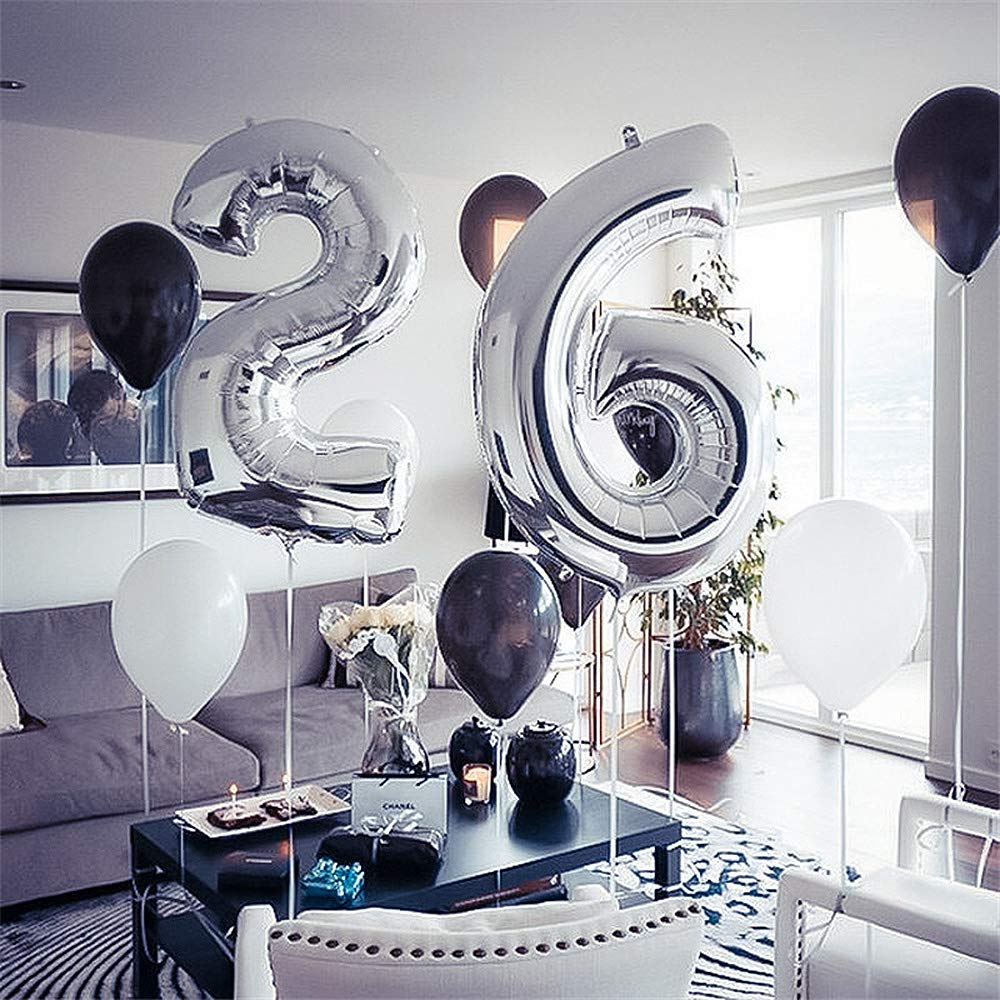 40 Inch Large Silver Foil Mylar Number 14 Balloons - Giant Jumbo Birthday Party Decorations for Anniversaries, Graduations & Special Events (Silver #14)
