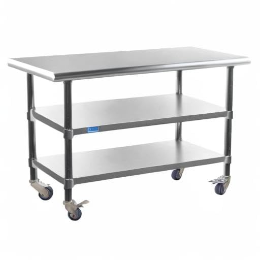 AmGood Stainless Steel Work Table with 2 Shelves & Casters | 36