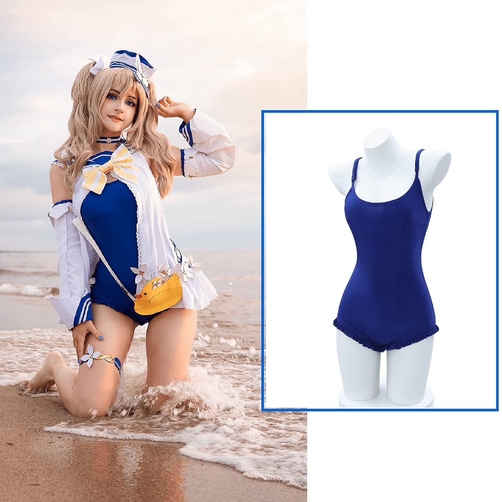 Nuoqi Barbara Swimsuits for Women - Genshin Impact One Piece Cosplay Costume (Sizes M & L) | Beach Party, Anime Convention, Poolside Photoshoot