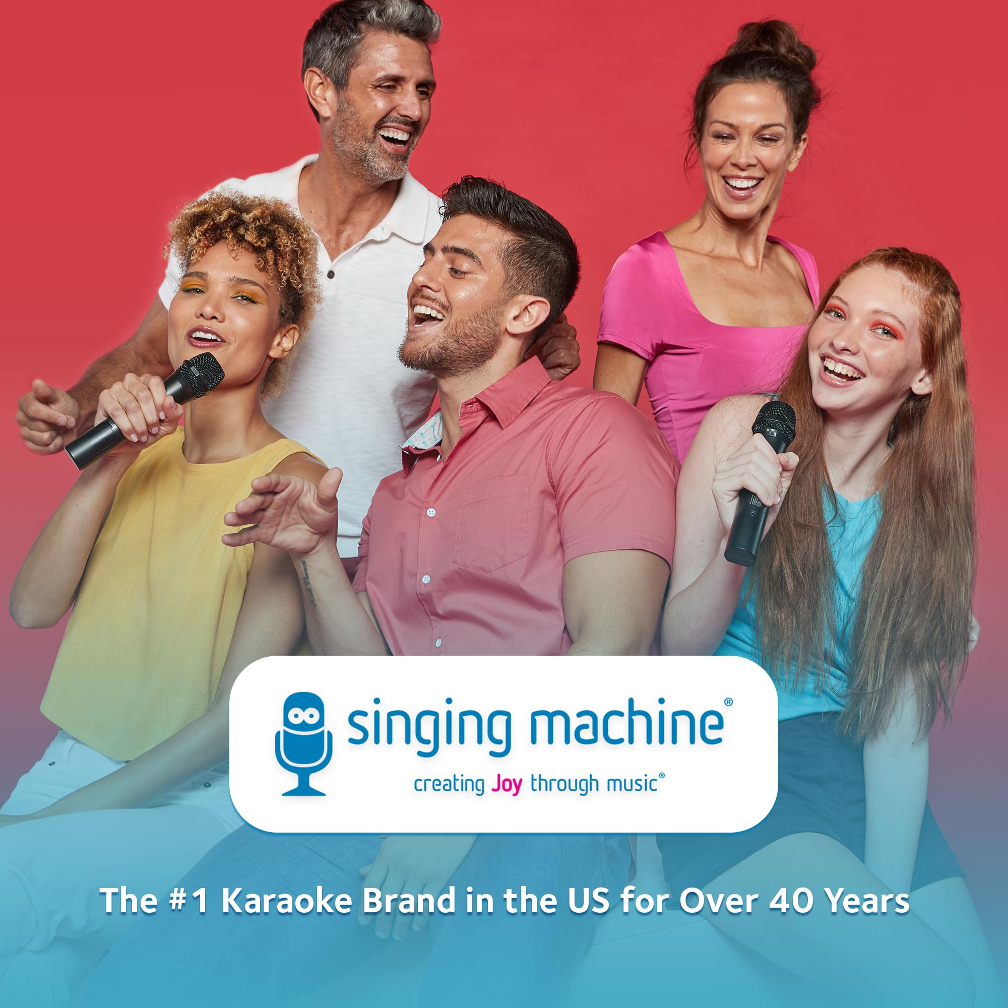 Singing Machine Portable Karaoke System with 2 Wireless Microphones - Bluetooth Home Karaoke Machine for Adults & Kids - Built-in Speaker, LED Lights & Voice Enhancer - Perfect for Parties, Family Gatherings & Home Entertainment (White)