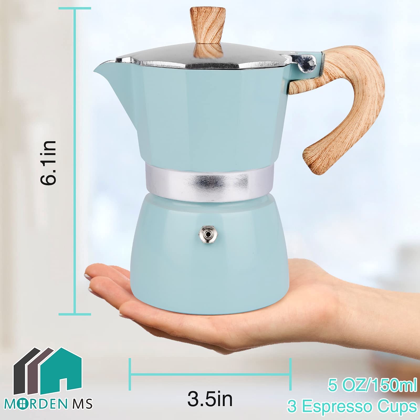 Italian Moka Pot Stovetop Espresso Maker - 3 Cup Coffee Maker for Home & Camping