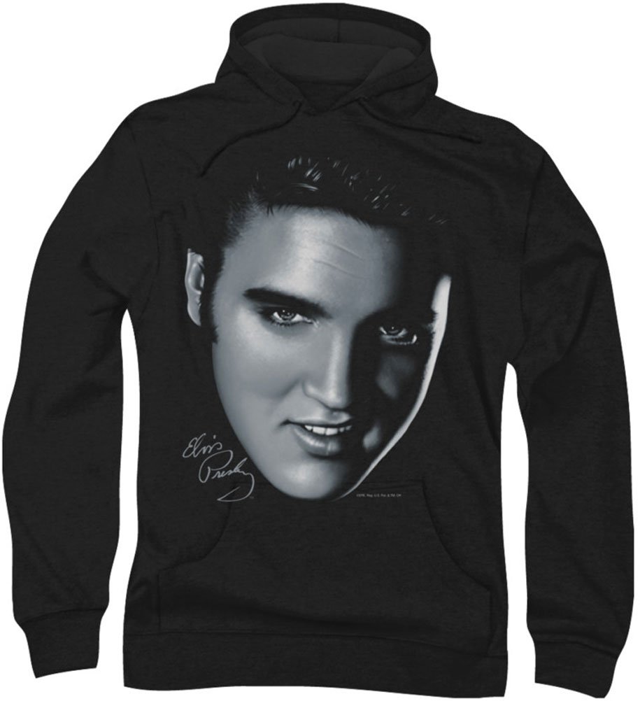 Elvis Presley Men's Big Face Hoodie - Vintage Rock Band Sweatshirt for Casual Wear & Music Fans