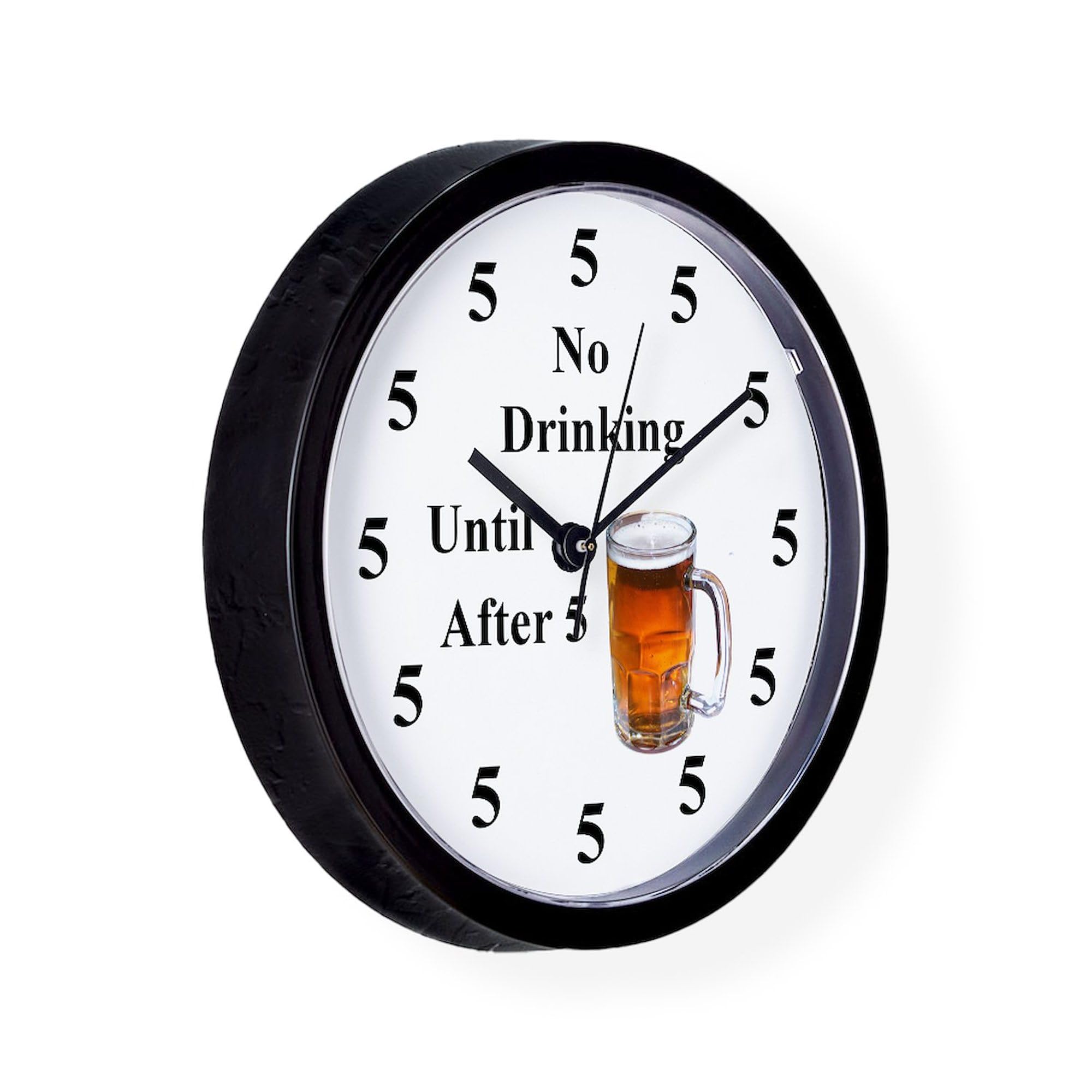 Funny No Drinking Until After Five 10-Inch Wall Clock - Perfect for Living Room, Kitchen, Office & Bar Decor | Humorous Gift for Cocktail Lovers & Happy Hour Enthusiasts
