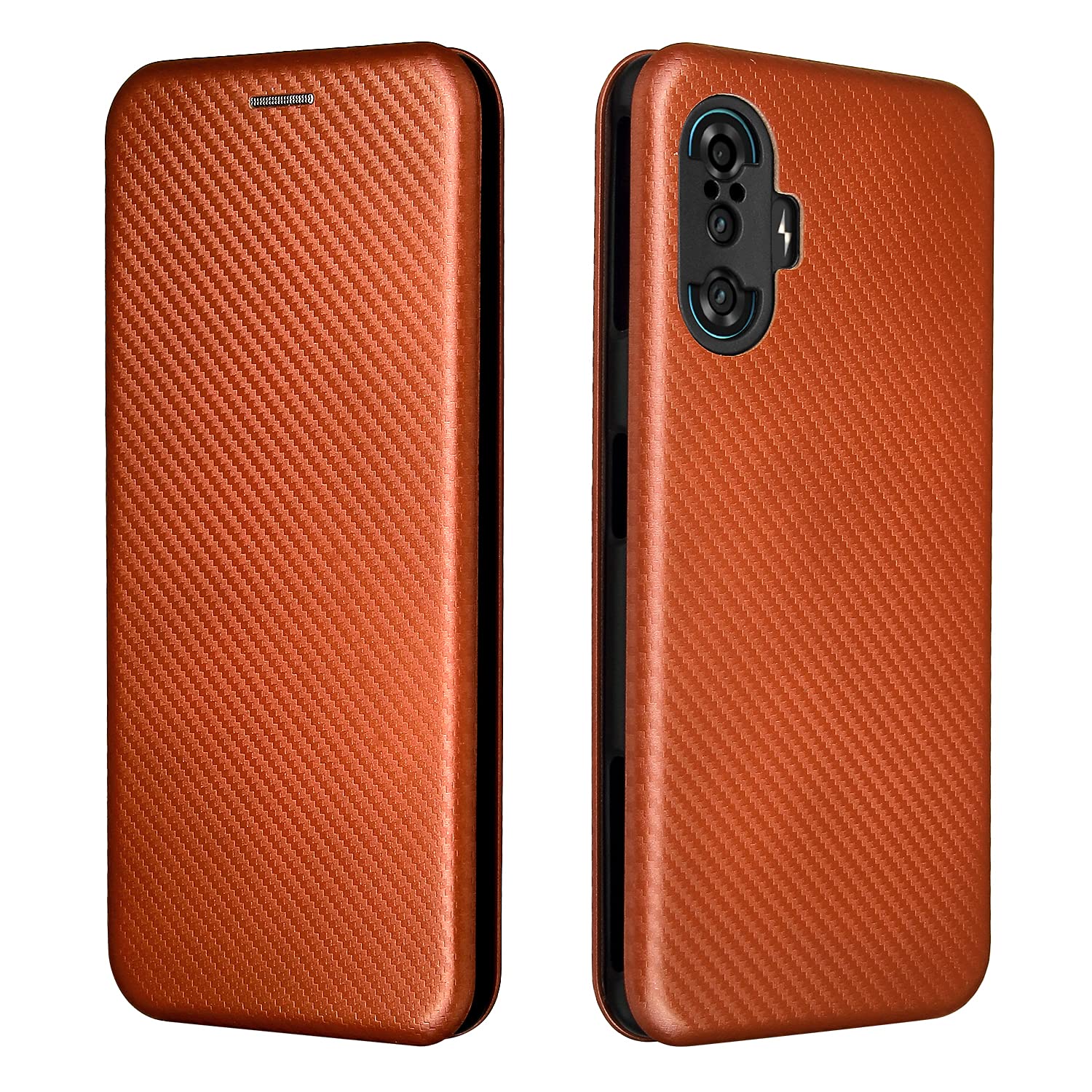 Xiaomi Redmi K40 Gaming Carbon Fiber Flip Case - Shockproof Hybrid PU+TPU Full Protection Wallet Cover with Strap | Perfect for Daily Use, Travel & Business Meetings