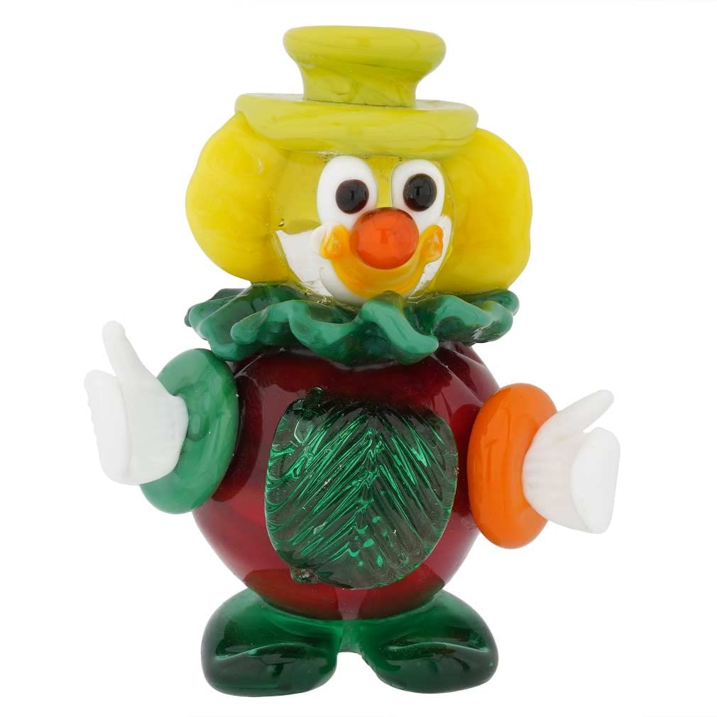 Authentic Murano Glass Small Clown Figurine - Handcrafted Red Apple Design | Italian Home Decor, Gift for Collectors & Clown Lovers