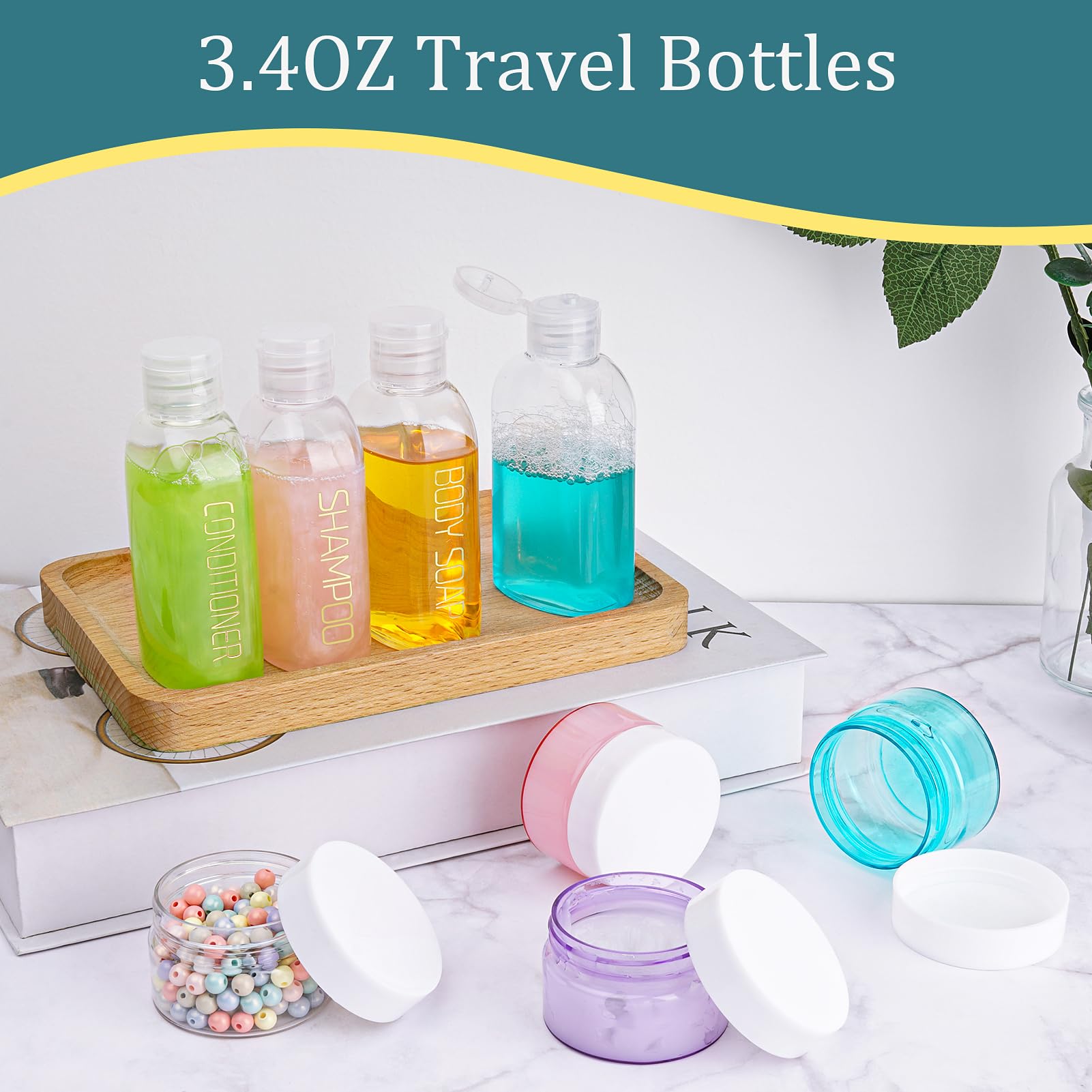 8PCS Leak-Proof Travel Bottles for Toiletries | TSA Approved Squeeze Bottles & Cream Jars with Flip Caps | Perfect for Carry-On Liquids, Shampoo, Lotion & Cosmetics | Ideal for Air Travel, Gym & Vacation