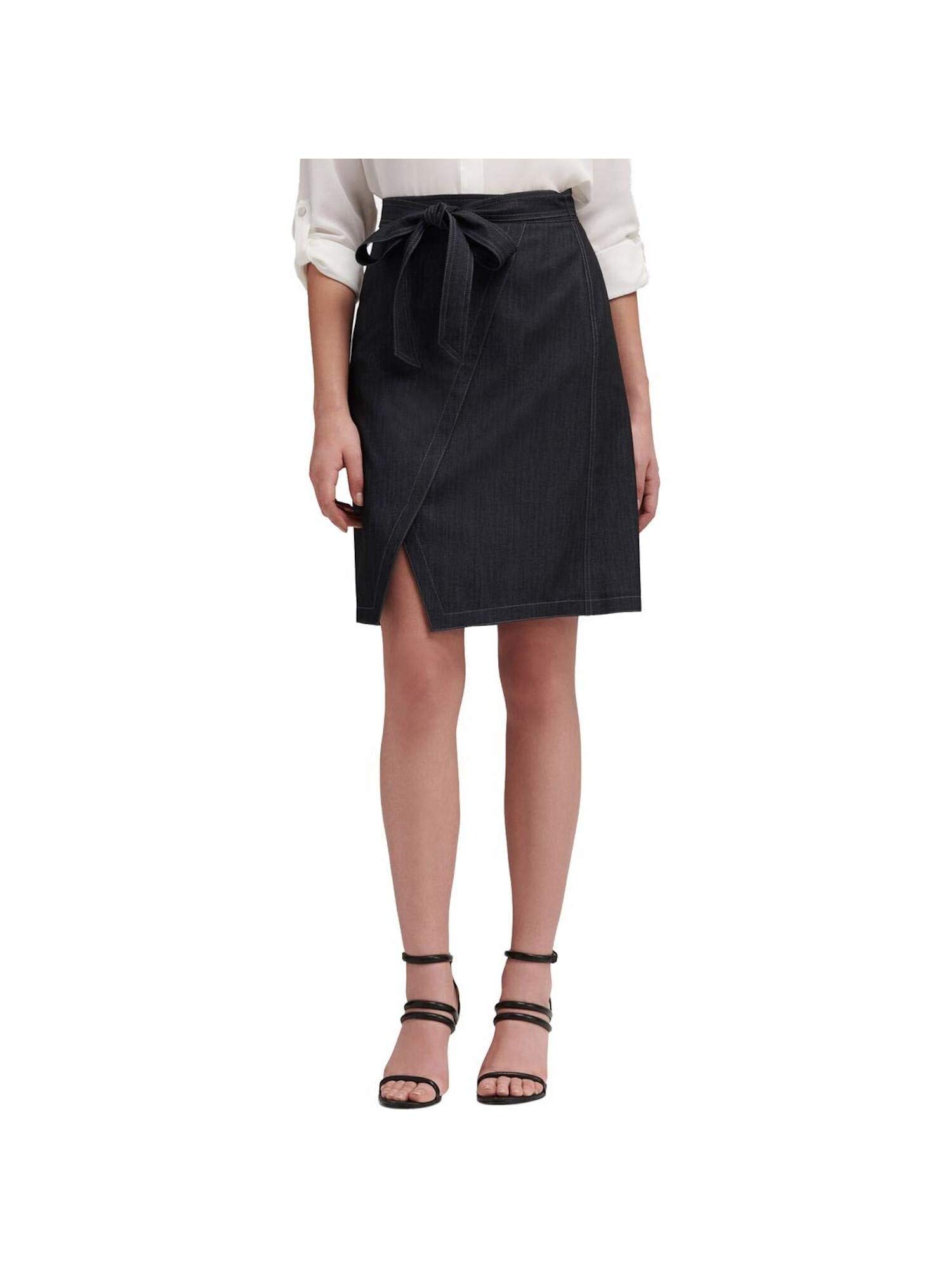 DKNY Women's Belted Denim Wrap Skirt - Stylish High Waist Denim Skirt for Casual Outfits & Summer Fashion | Perfect for Office, Date Night & Weekend Wear