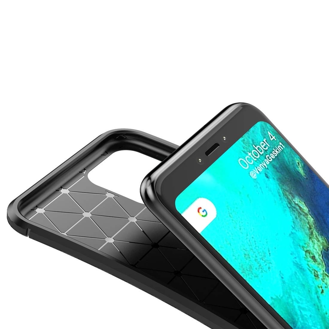 Shockproof TPU Case for Google Pixel 4XL - Carbon Fiber Beetle Series (Blue) for Daily Protection