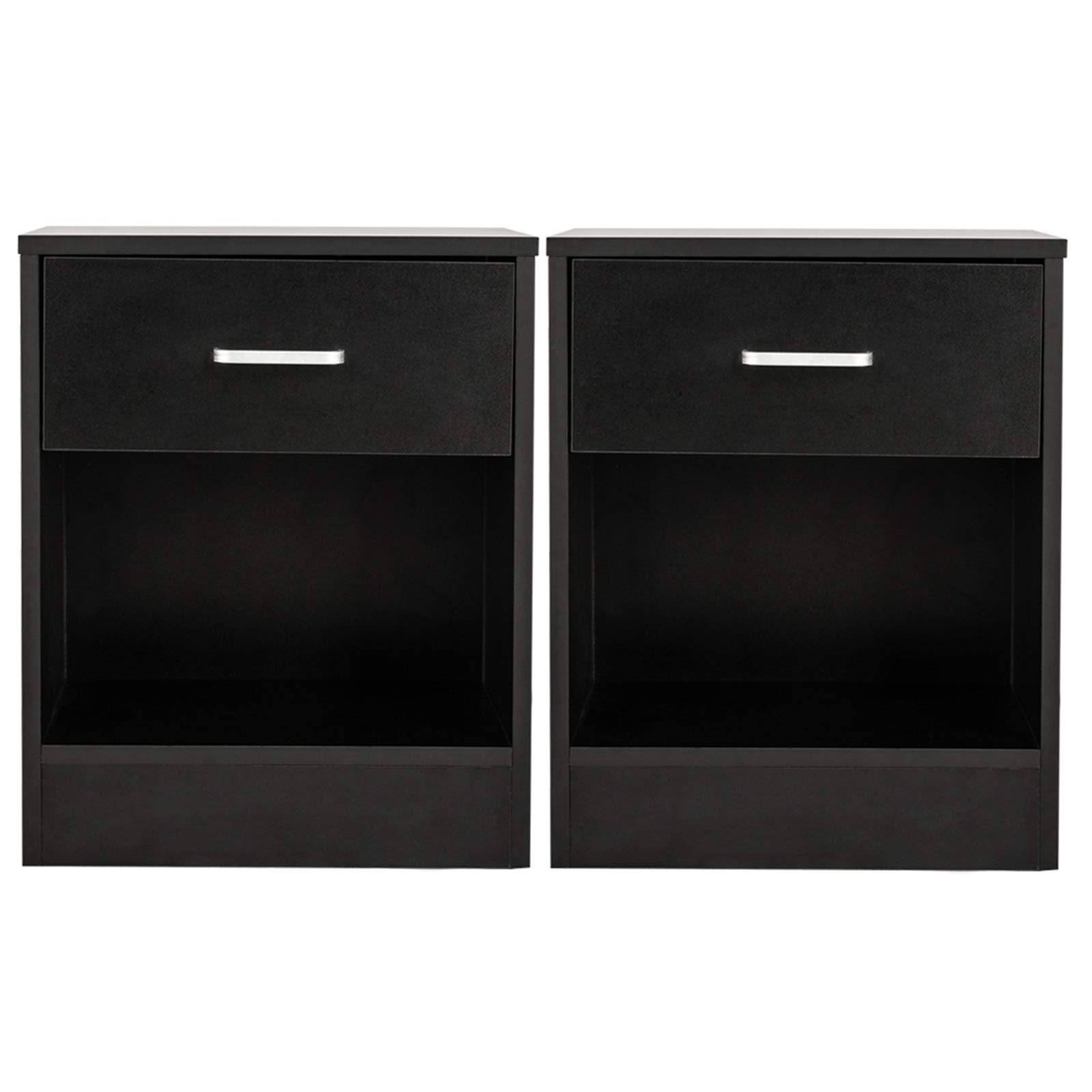 2-Piece Black Night Stands with Drawers - Bedside Tables for Bedroom, Living Room & Office Storage