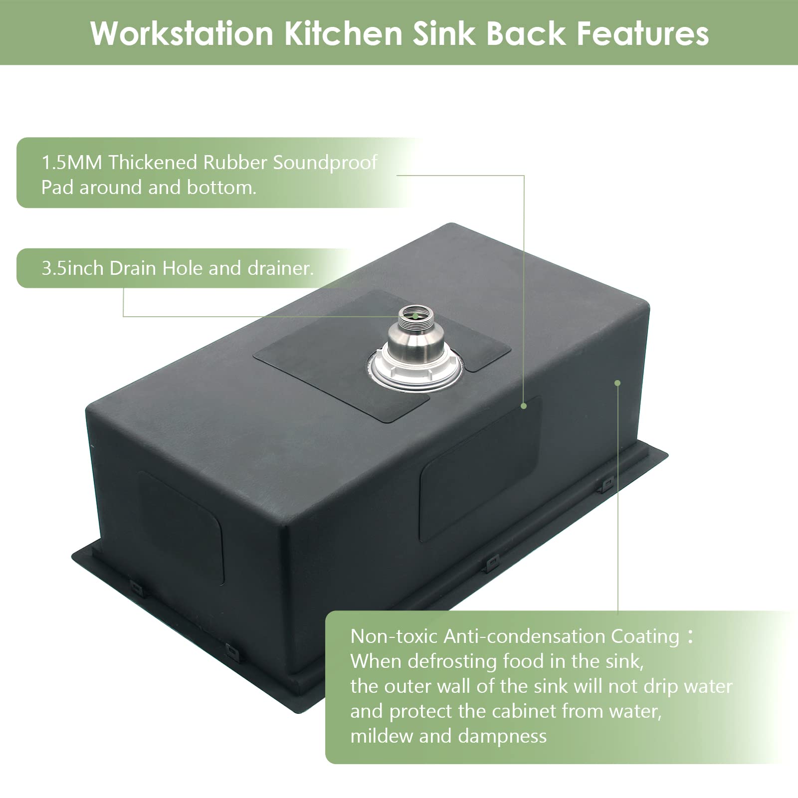 **Davivy 27x18 Inch Undermount Single Bowl Kitchen Sink - 16 Gauge Stainless Steel Workstation Sink with Single Track & Accessories - Perfect for Home & Commercial Kitchens**