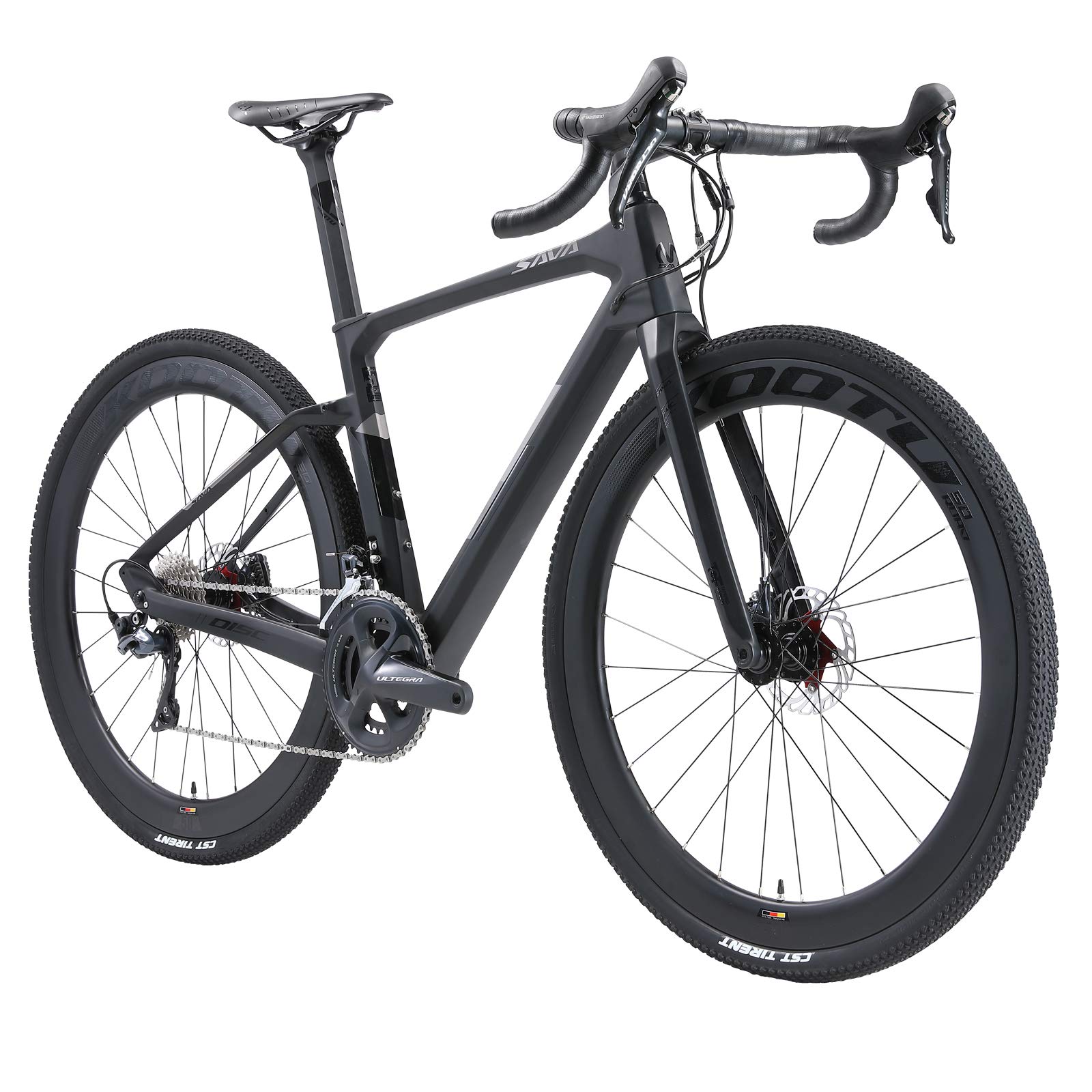 SAVADECK Carbon Fiber Gravel Bike - 700c x 40c Hydraulic Disc Brake Road Bike with Shimano R8000 Crankset, 22 Speeds & CST Tires | Perfect for Trail Riding, Adventure Cycling & Commuting
