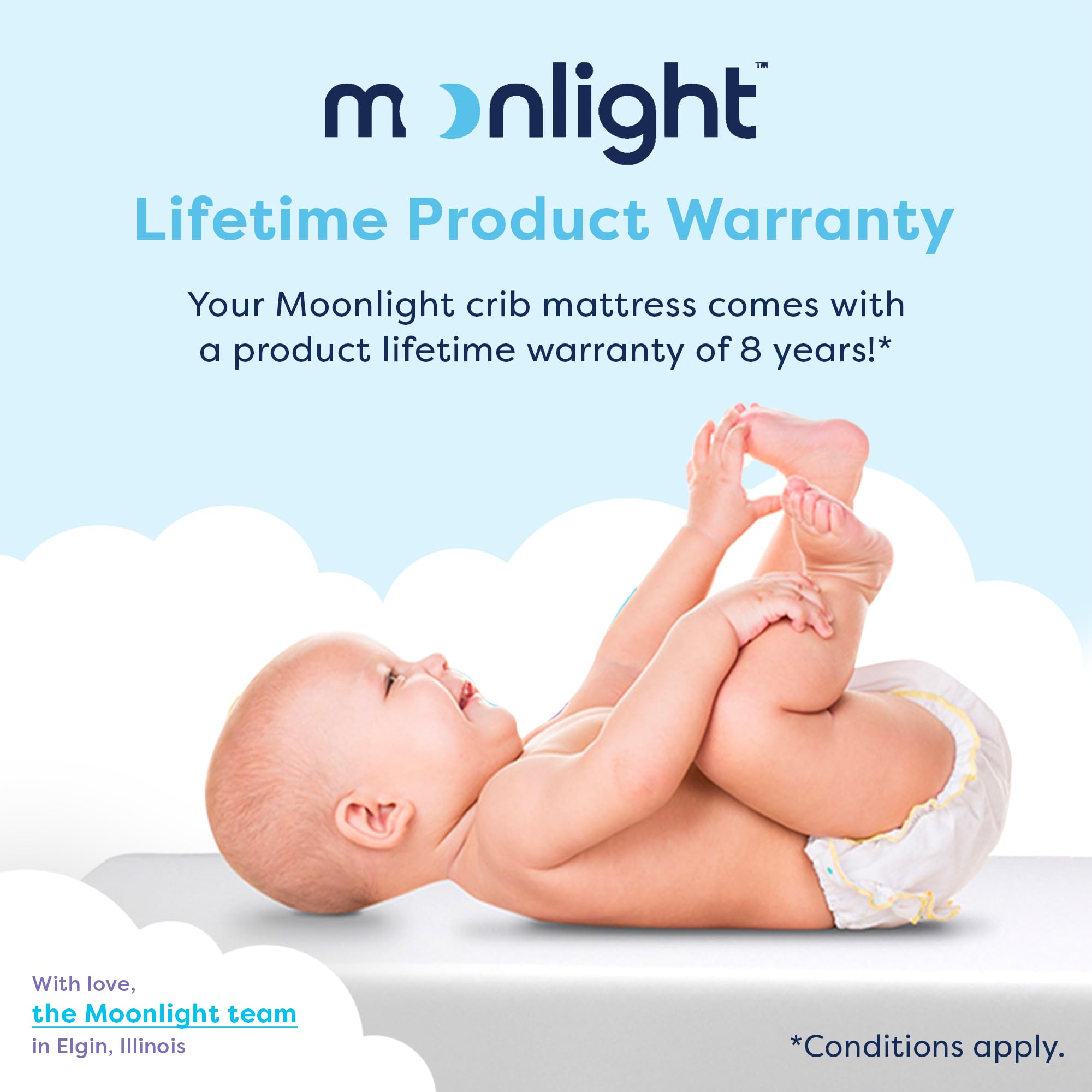 Moonlight Slumber Little Dreamer Firm Dual-Sided Crib Mattress - Standard Size, Waterproof, 5 Inch for Baby Nursery & Daycare Use