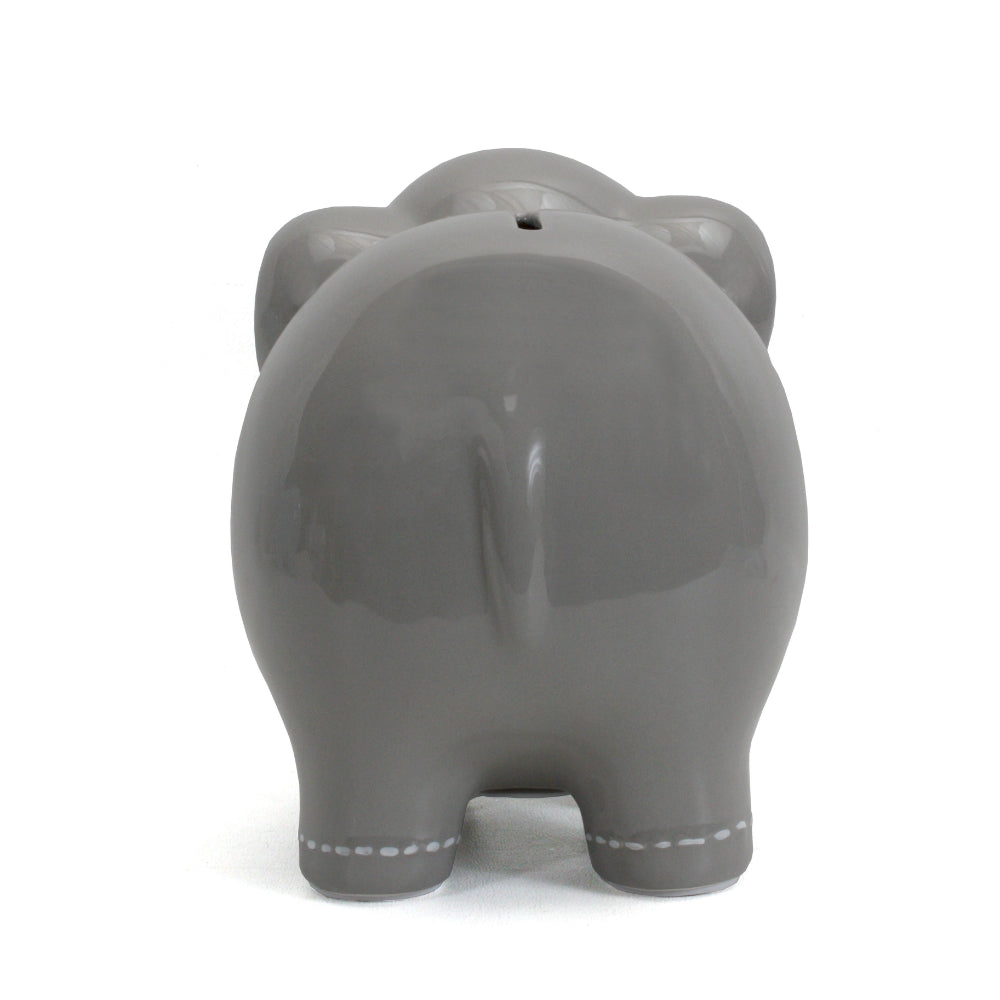 Child To Cherish Gray Large Stitched Elephant Bank - Cute Money Saving Piggy Bank for Kids, Perfect Gift for Birthdays & Holidays | Durable Handmade Elephant Coin Bank for Boys & Girls Nursery Decor