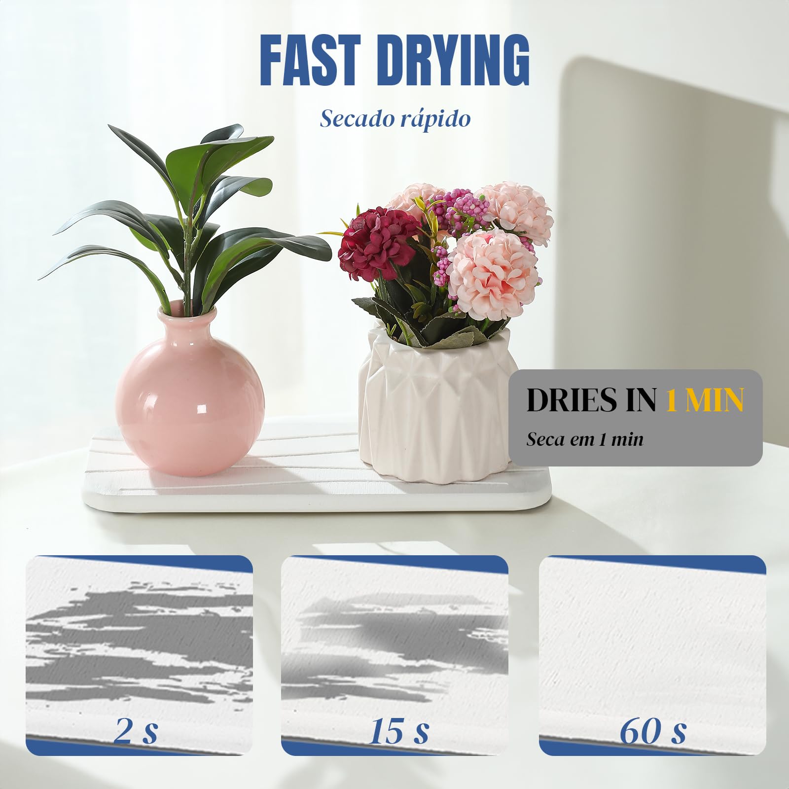Fast Drying Diatomite Bathroom Tray - Absorbent Soap Dish & Toothbrush Holder for Countertop - Water Absorbing Stone Sink Organizer for Bathroom & Kitchen (White) - Perfect for Shower, Vanity & Spa Decor