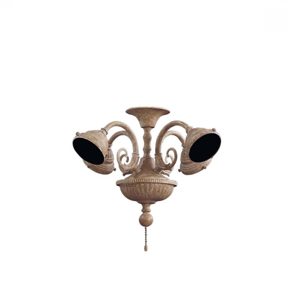 Universal Ceiling Fan Light Kit with 4 Curly Cue Branches - Antique Pecan Finish - Perfect for Living Room, Bedroom & Patio Lighting