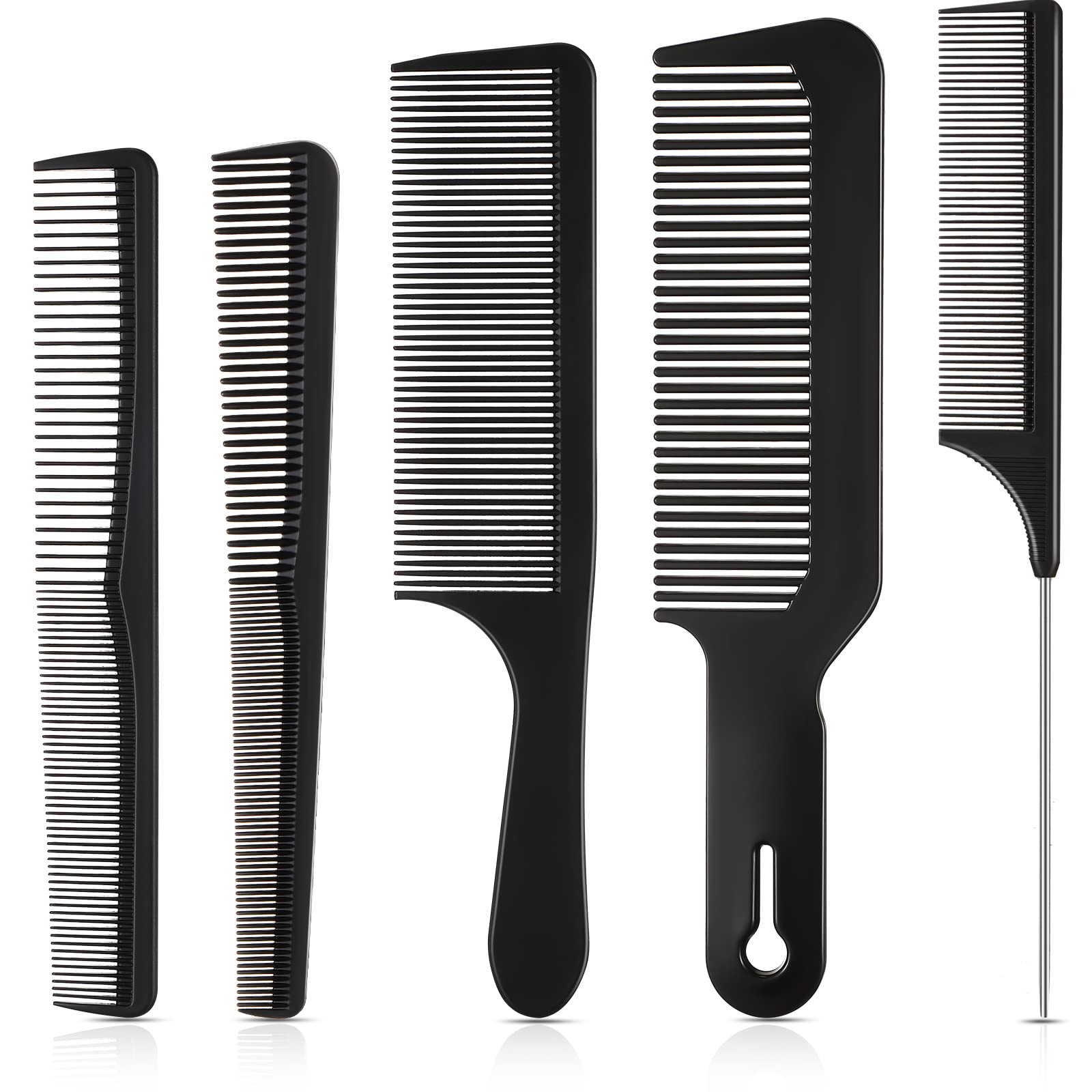Patelai 5-Piece Professional Hair Cutting Comb Set - Carbon Fiber Barber Combs with Fine Teeth, Anti-Static & Heat Resistant - Styling & Tapered Combs for Men & Women - Perfect for Salon, Home Haircuts & Styling