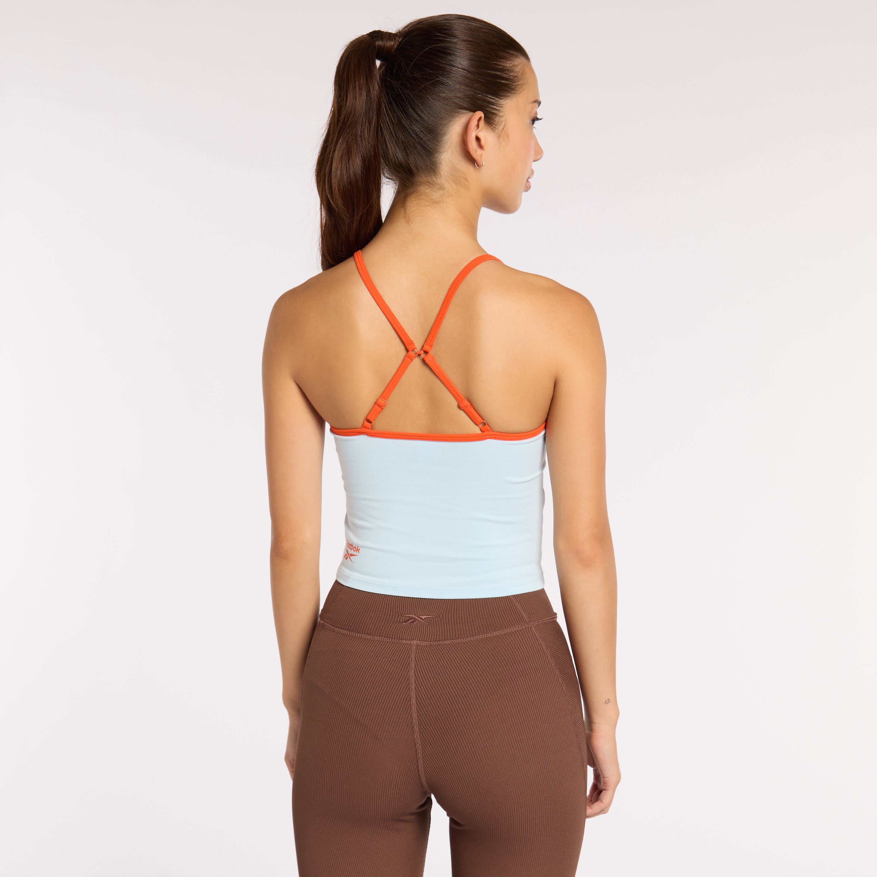 Soft Blue & Pump Orange Layering Tank Tops for Women - Lightweight Stretchy Camisole for Layering, Workout, Yoga & Casual Wear