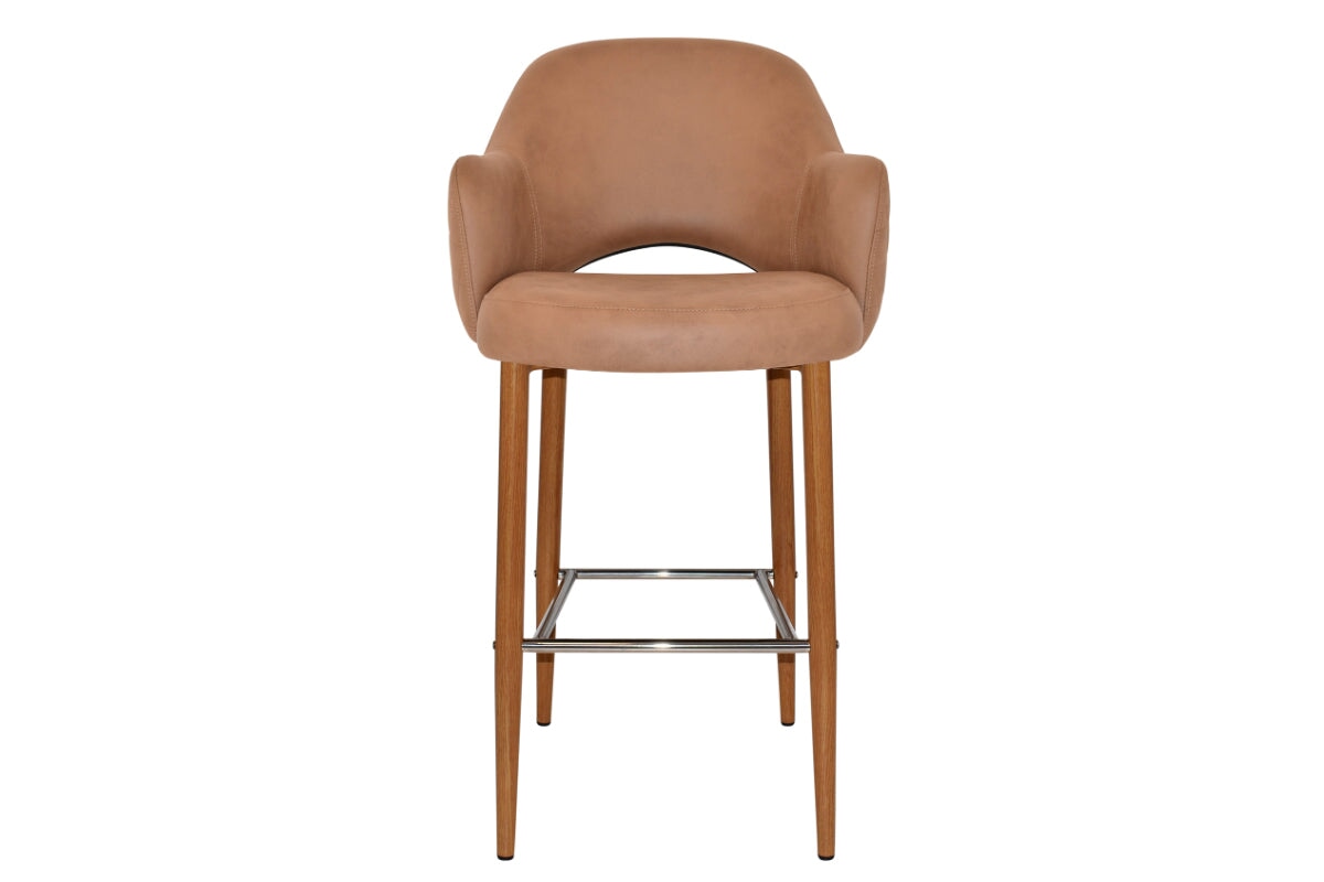 EZ Hospitality Avalon Stool with Arms - Light Oak Finish - 750mm Seat Height - Perfect for Kitchen Islands, Bars & Commercial Settings