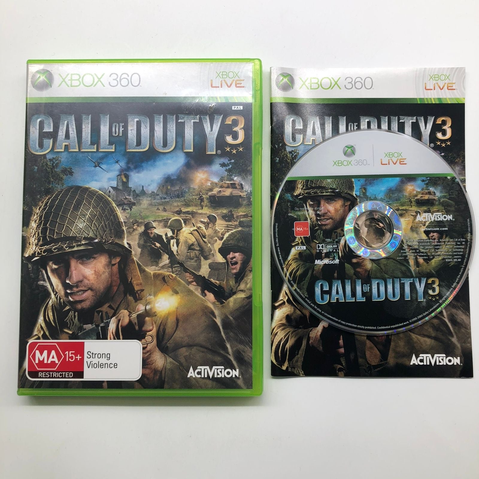 Call of Duty 3 for Xbox 360 - Complete Game with Manual (PAL Version) | First-Person Shooter Action Game | Perfect for Multiplayer Battles & War Simulation Enthusiasts