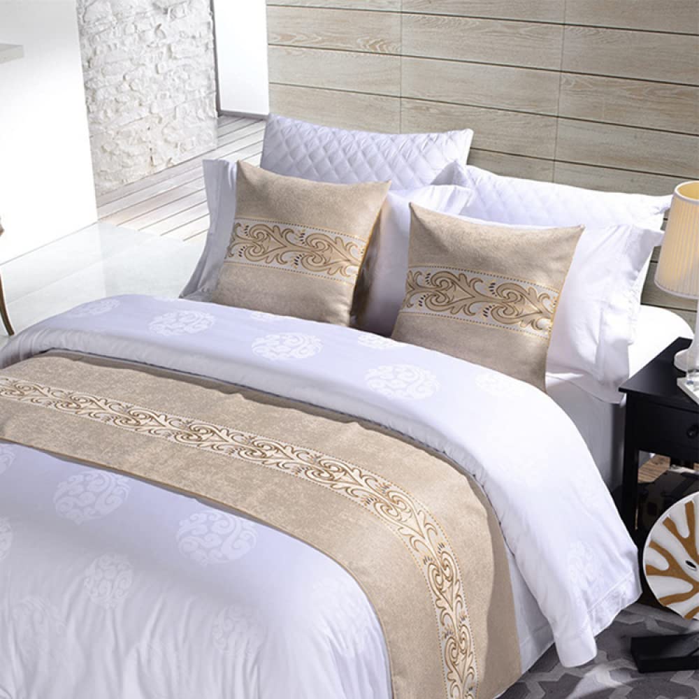 Modern Minimalist Jacquard Bed Scarf - Hotel Luxury Bed Runner for Queen, King & Double Beds - Elegant Bedroom Decor for Home Staging, Master Suites & Guest Rooms