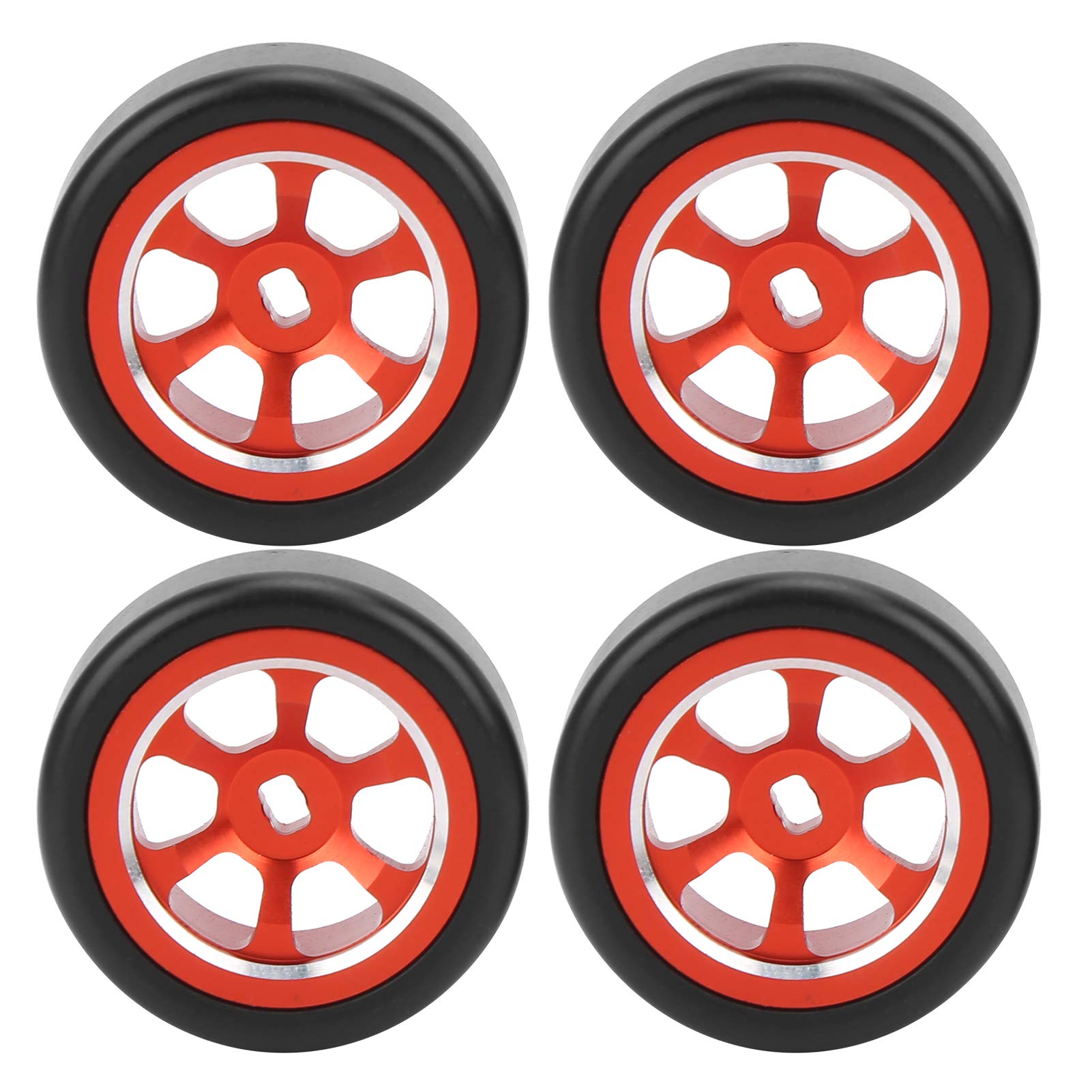 VGEBY 4pcs RC Drift Tires & Wheel Rims - Compatible with Wltoys K969 K989 P929 1/28 Scale RC Cars (Red) - High Performance Upgrade Parts for Racing & Drifting Scenes