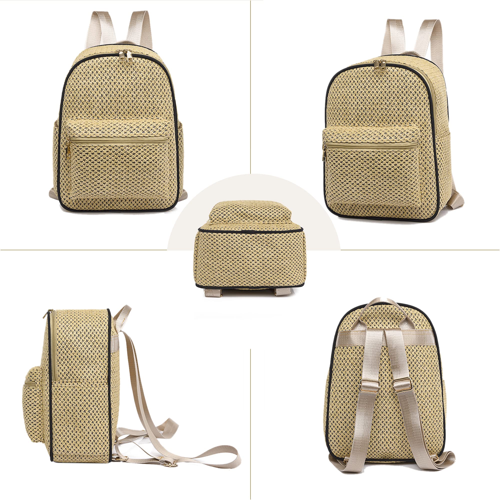 ZLM Handwoven Straw Backpack - Women's Bohemian Beach Bag for Travel & Shopping