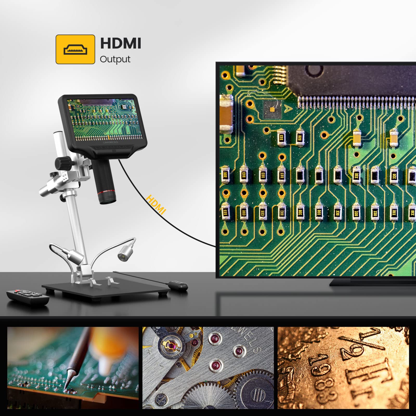 LM407 Pro HDMI Digital Microscope - 2160P UHD Video, 7